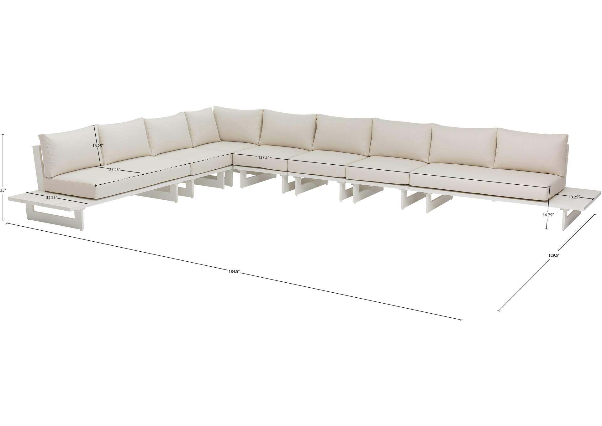 Maldives Cream Water Resistant Fabric Outdoor Patio Modular Sectional