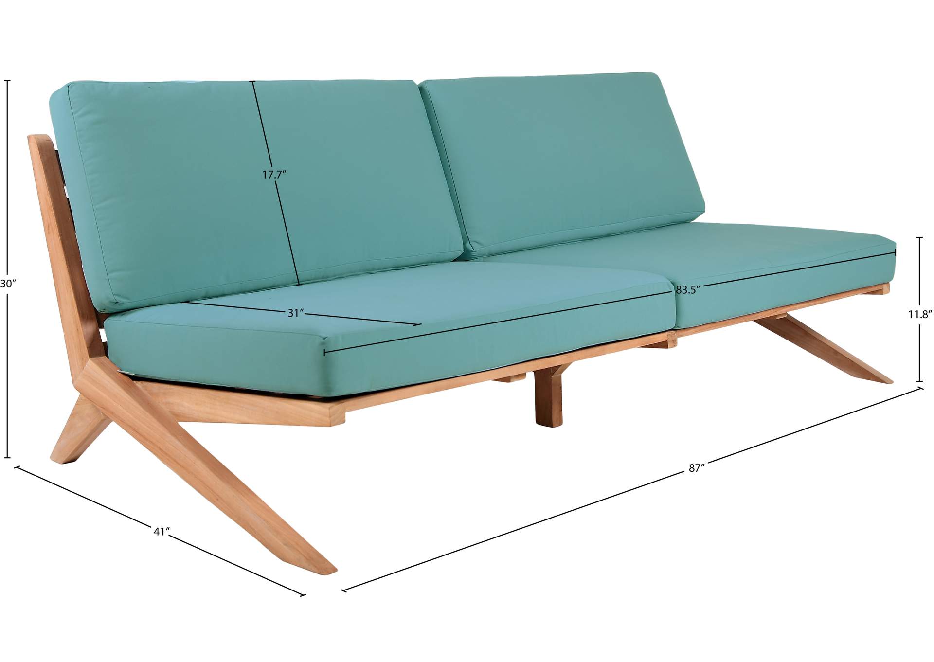 Tahiti Blue Water Resistant Fabric Outdoor Sofa