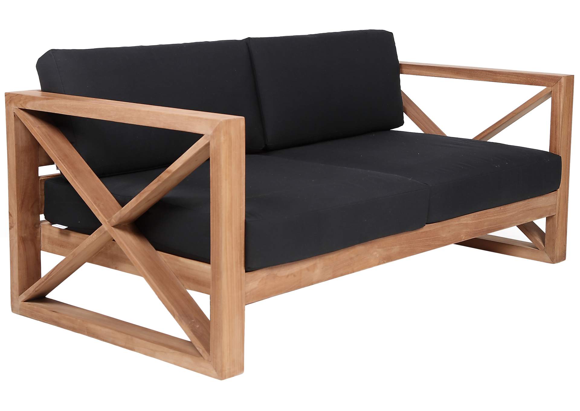 Anguilla Black Water Resistant Fabric Outdoor Loveseat