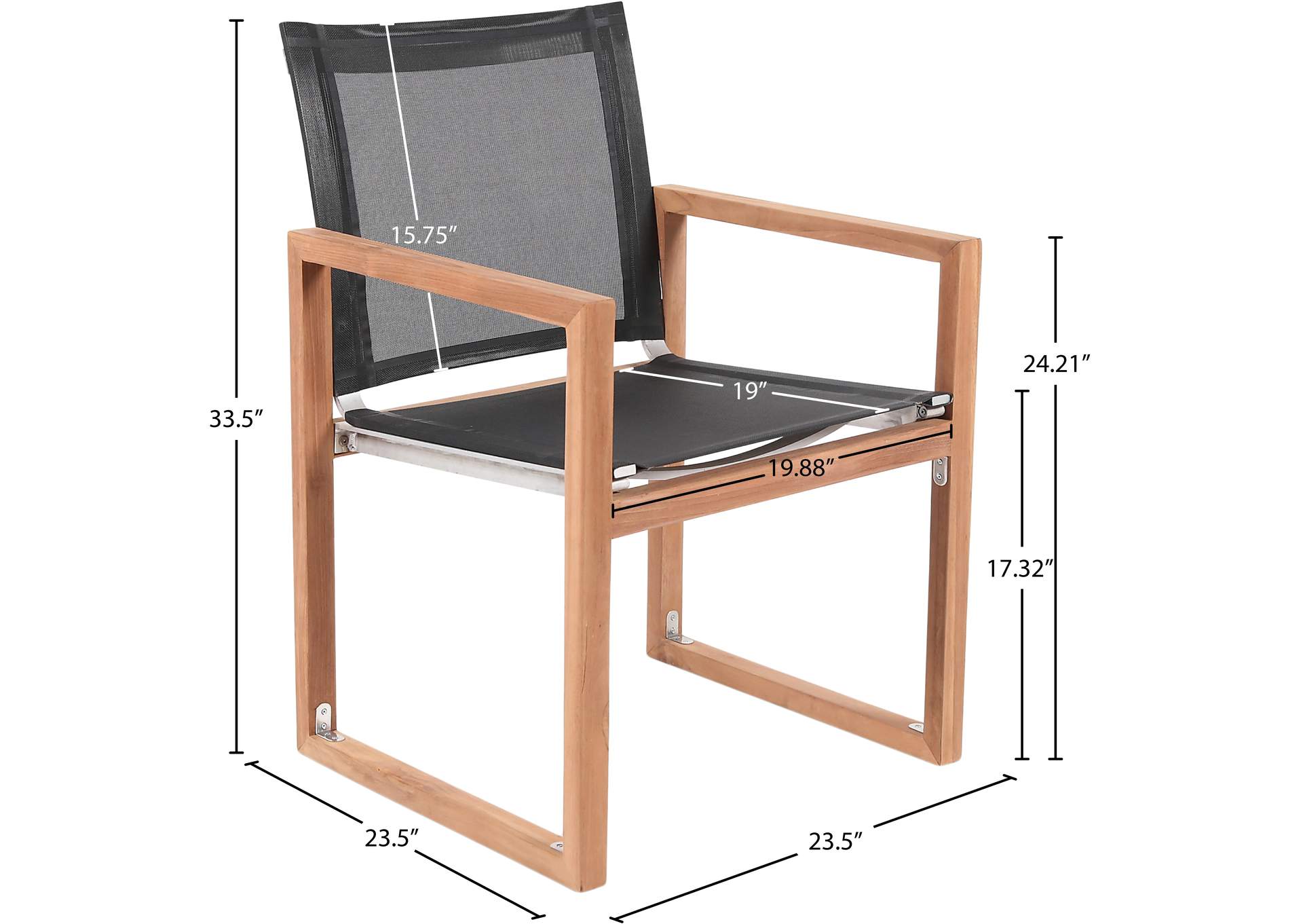 Tulum Black Water Resistant Fabric Outdoor Patio Dining Arm Chair