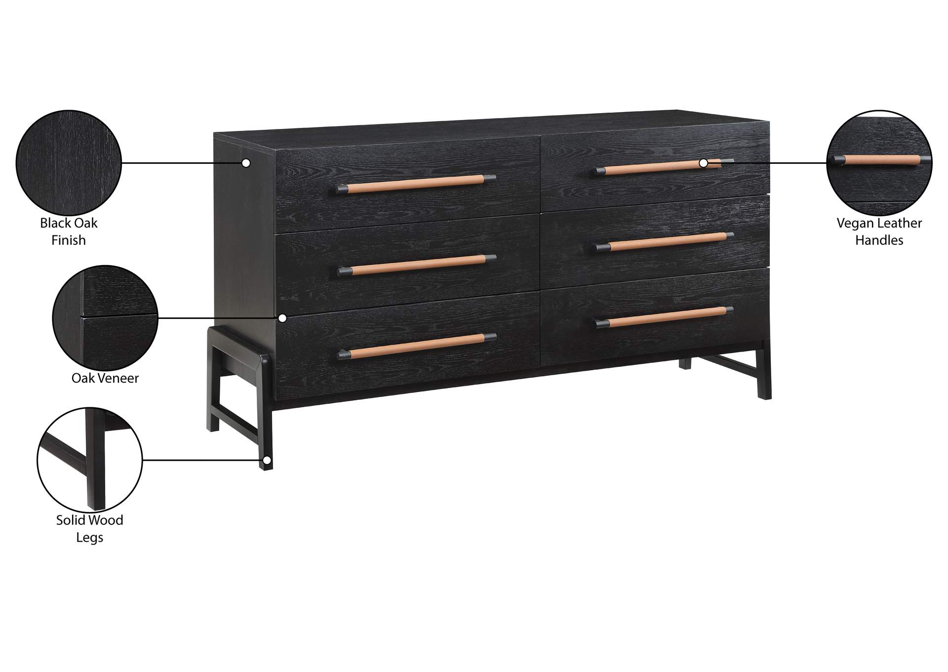 Kaya Black Vegan Leather Dresser