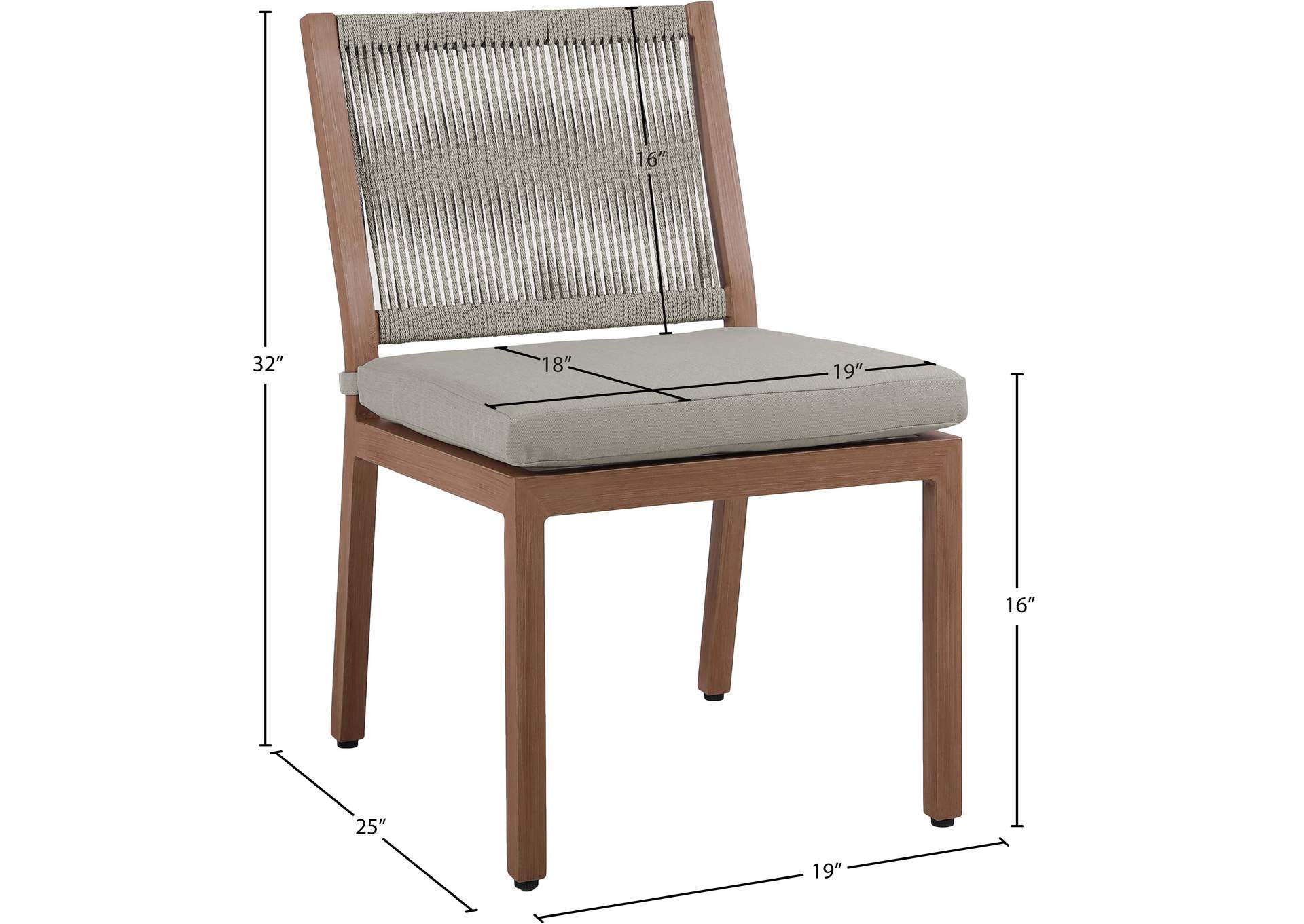 Maui Grey Water Resistant Fabric Outdoor Patio Dining Side Chair
