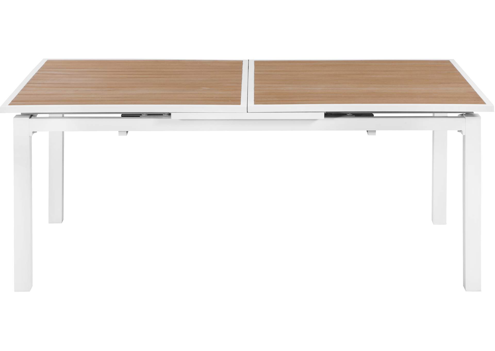 Nizuc Brown Wood Look Accent Paneling Outdoor Patio Extendable Aluminum Dining Table
