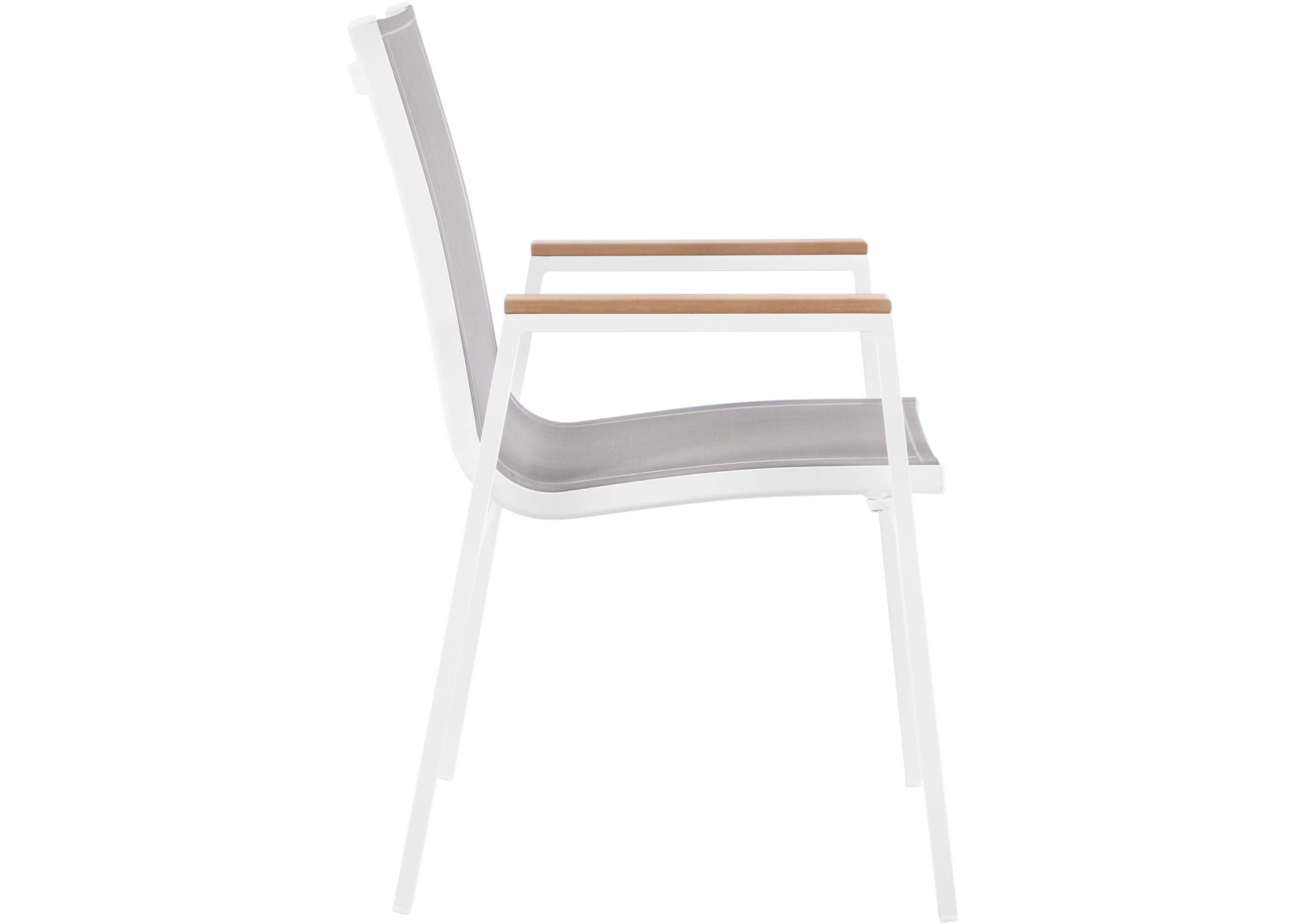 Nizuc Grey Mesh Water Resistant Fabric Outdoor Patio Aluminum Mesh Dining Arm Chair