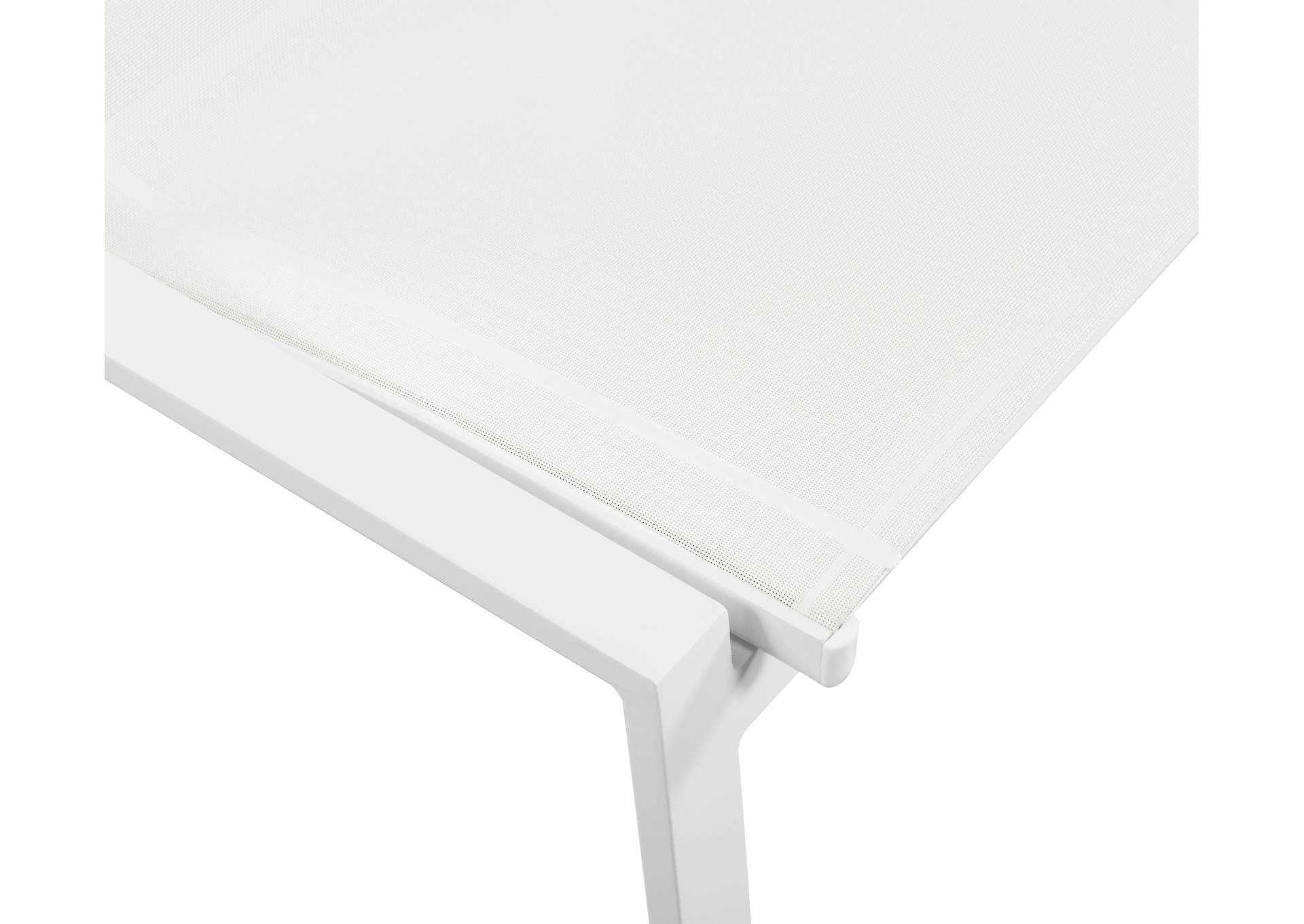 Nizuc White Mesh Water Resistant Fabric Outdoor Patio Aluminum Mesh Dining Chair