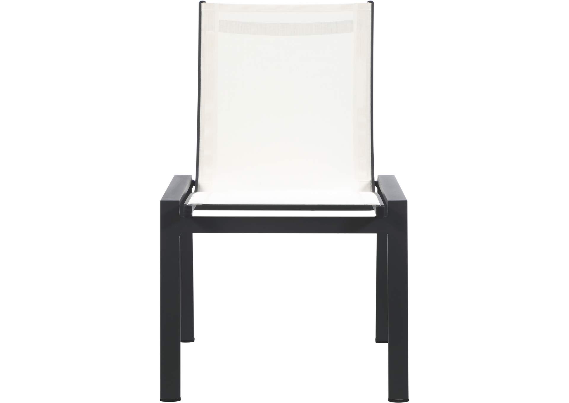 Nizuc White Mesh Water Resistant Fabric Outdoor Patio Aluminum Mesh Dining Chair