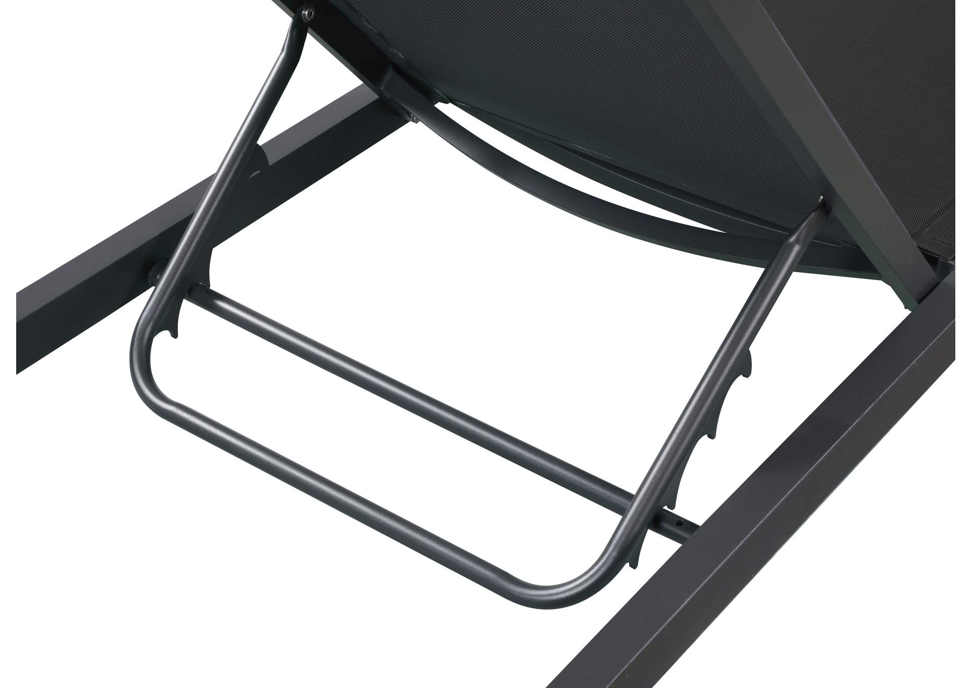 Nizuc Black Mesh Water Resistant Fabric Outdoor Patio Aluminum Mesh Chaise Lounge Chair
