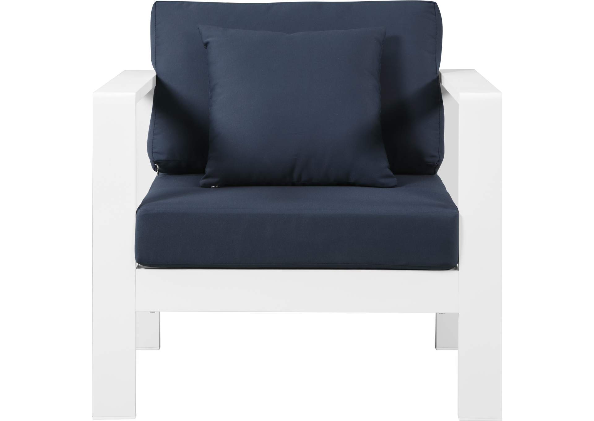 Nizuc Navy Water Resistant Fabric Outdoor Patio Aluminum Arm Chair