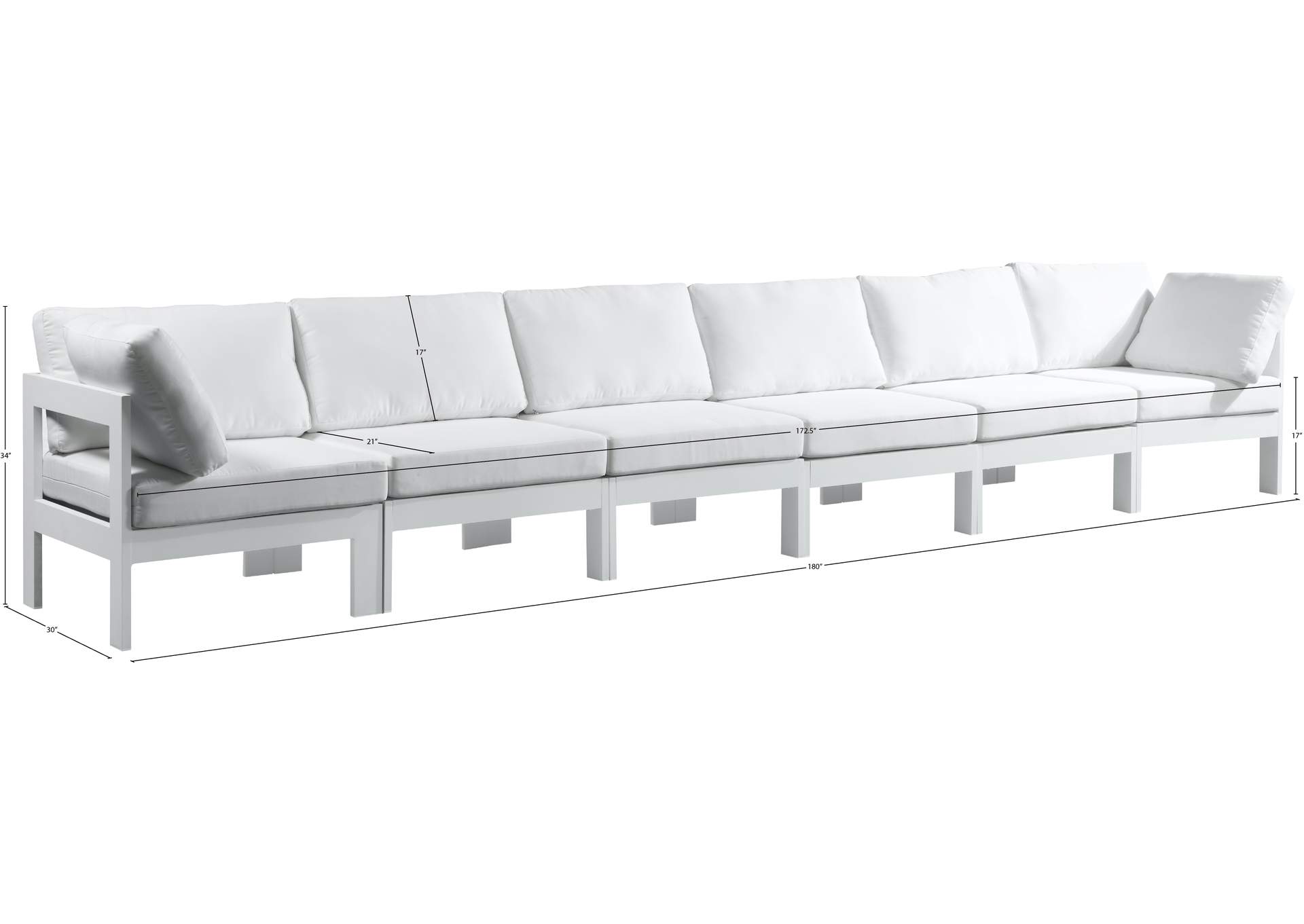 Nizuc White Water Resistant Fabric Outdoor Patio Modular Sofa