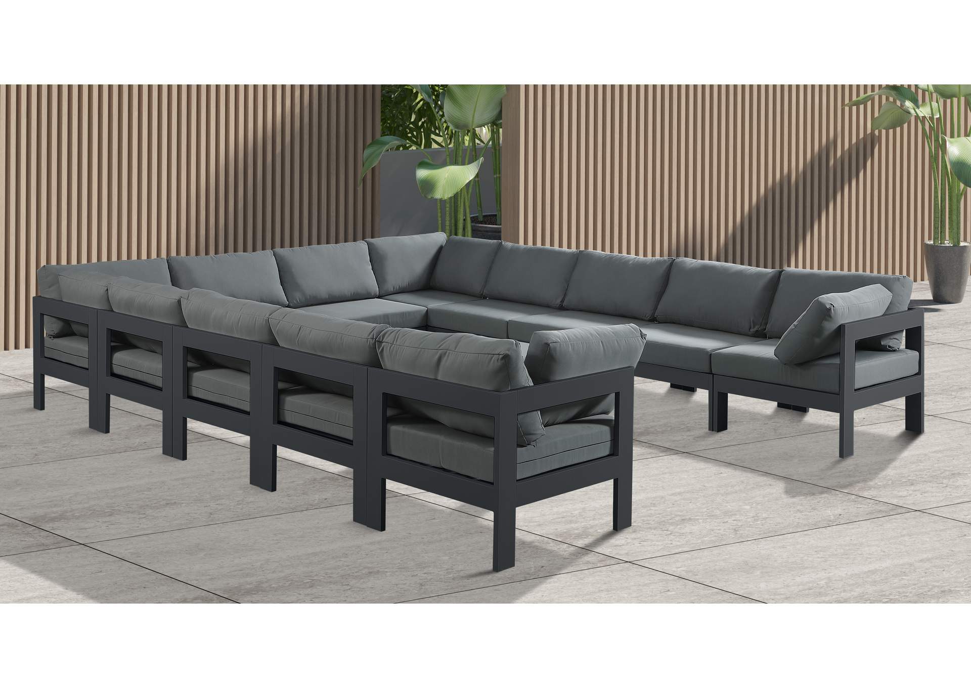 Nizuc Grey Water Resistant Fabric Outdoor Patio Modular Sectional