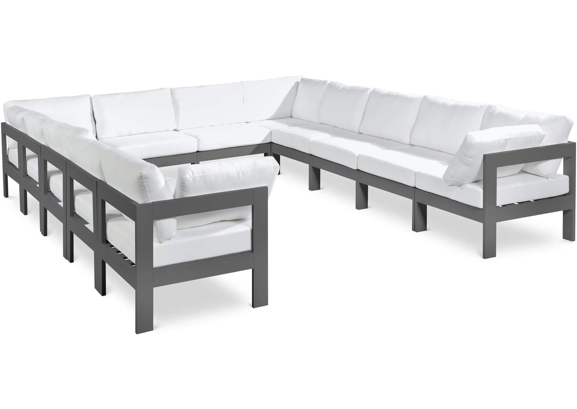 Nizuc White Water Resistant Fabric Outdoor Patio Modular Sectional