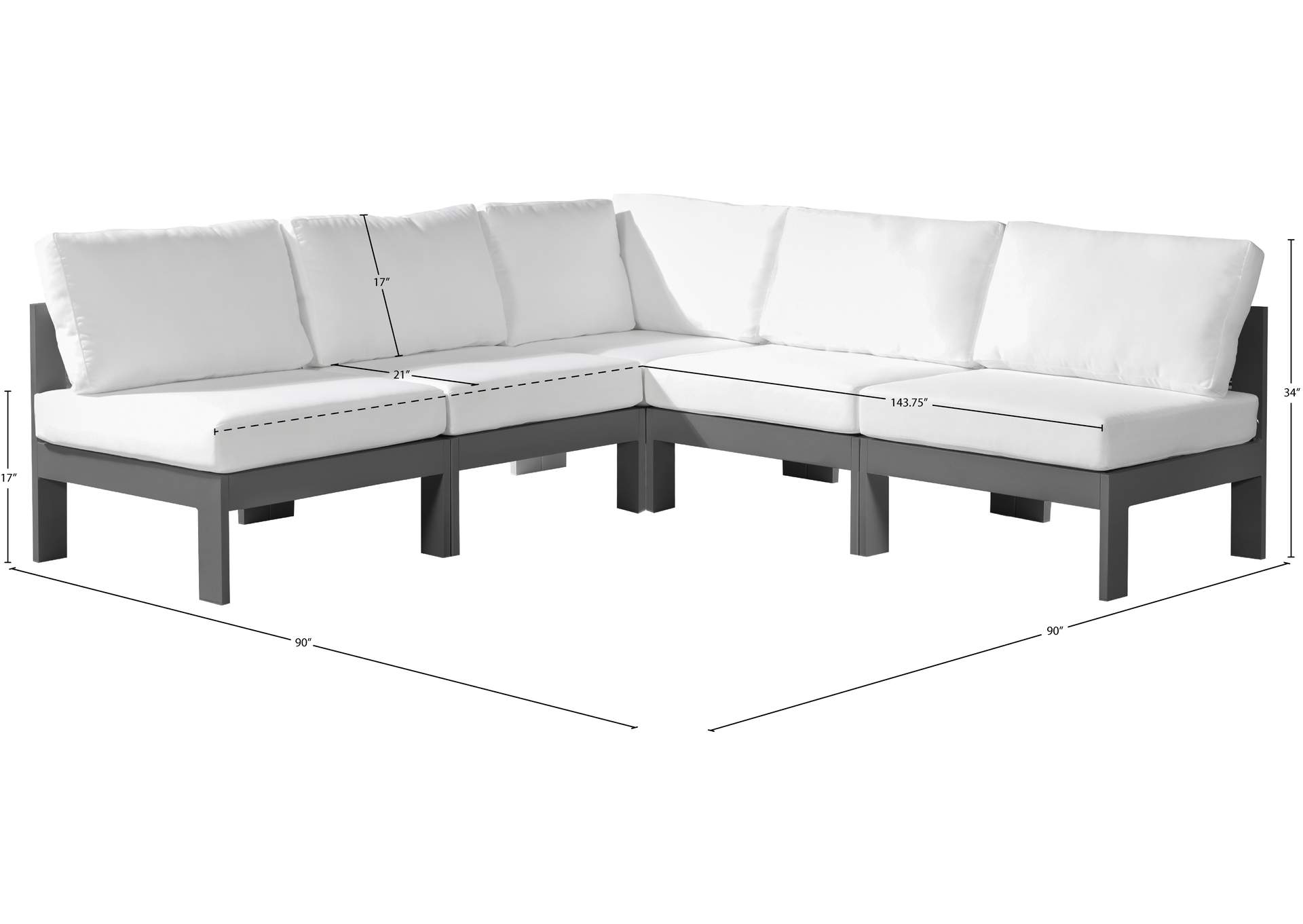 Nizuc White Water Resistant Fabric Outdoor Patio Modular Sectional