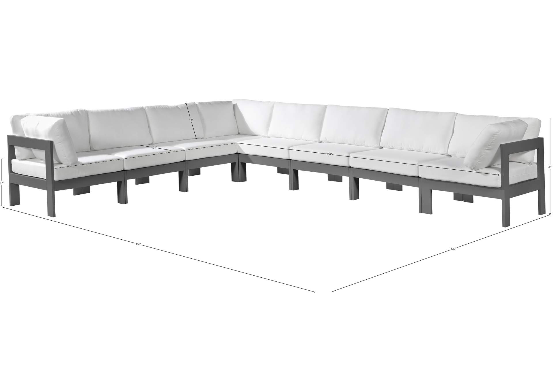 Nizuc White Water Resistant Fabric Outdoor Patio Modular Sectional