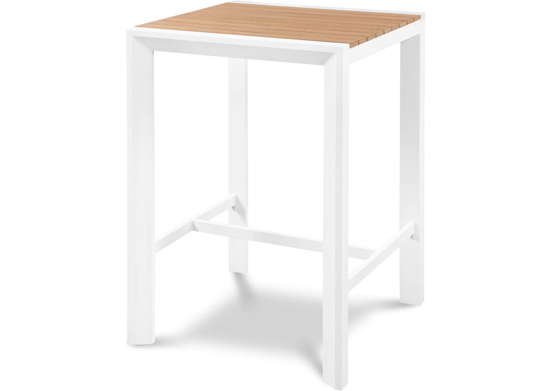 Nizuc Brown Wood Look Accent Paneling Outdoor Patio Aluminum Square Bar Table
