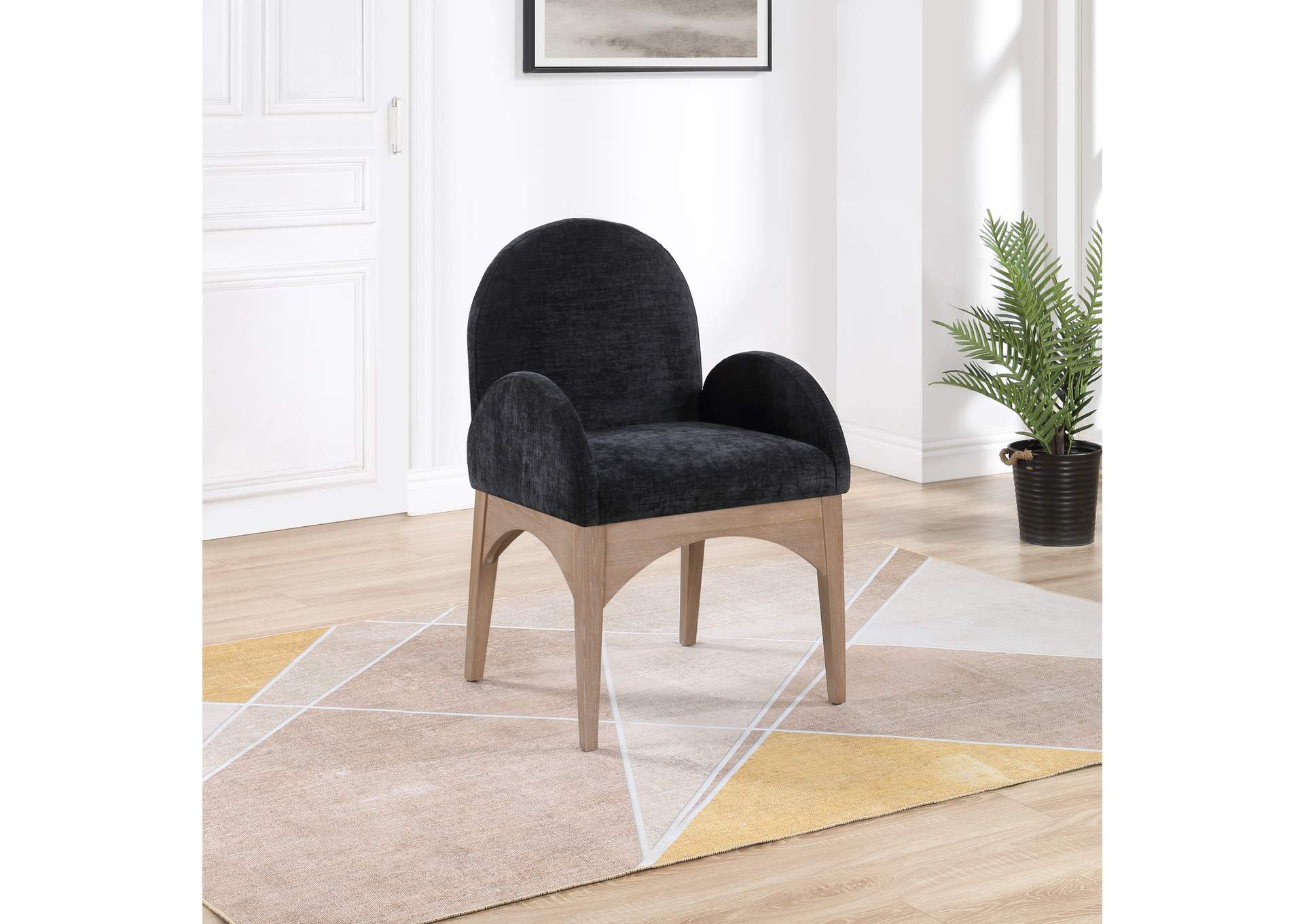 Waldorf Black Chenille Fabric Dining Chair
