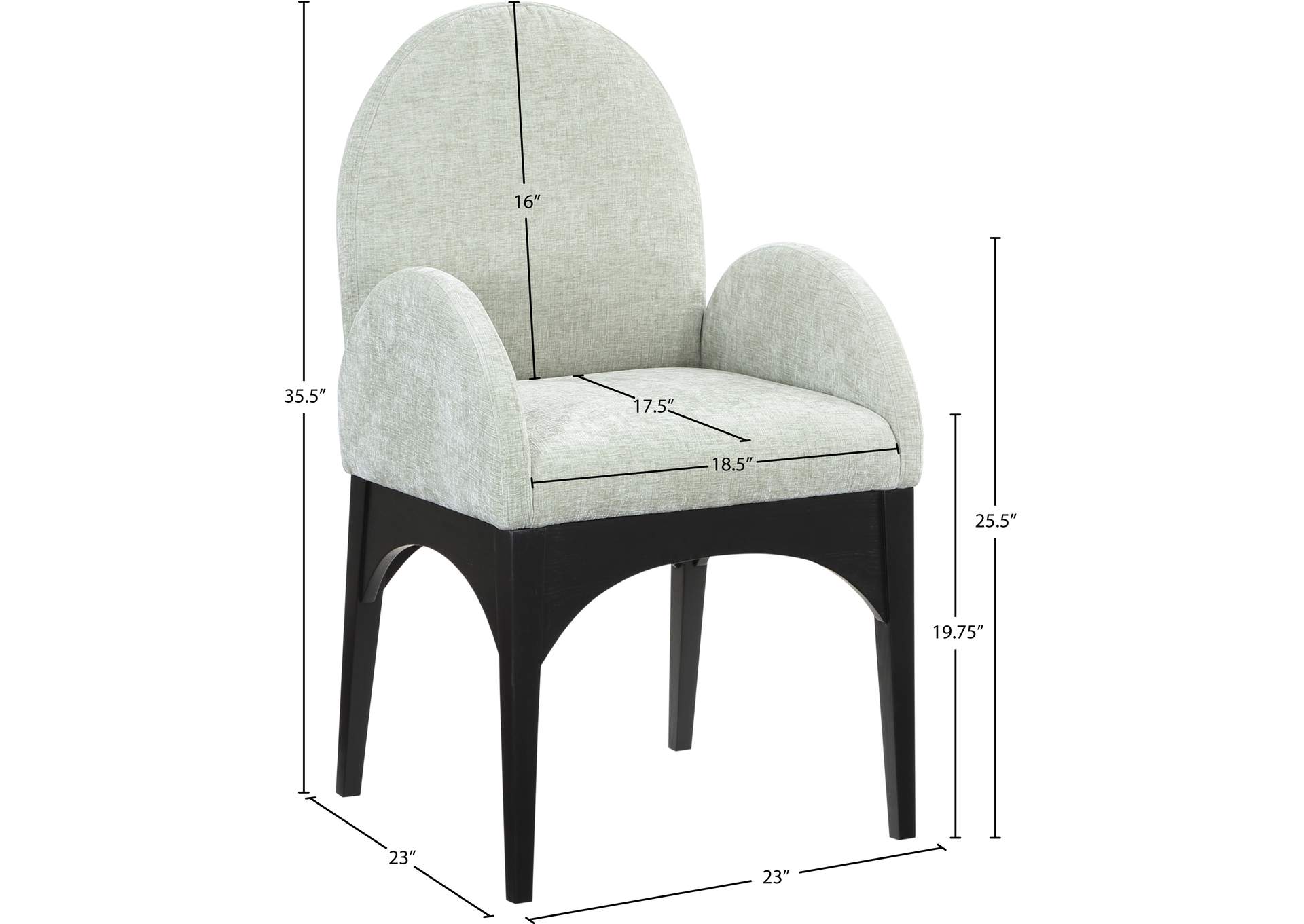 Waldorf Mint Chenille Fabric Dining Chair