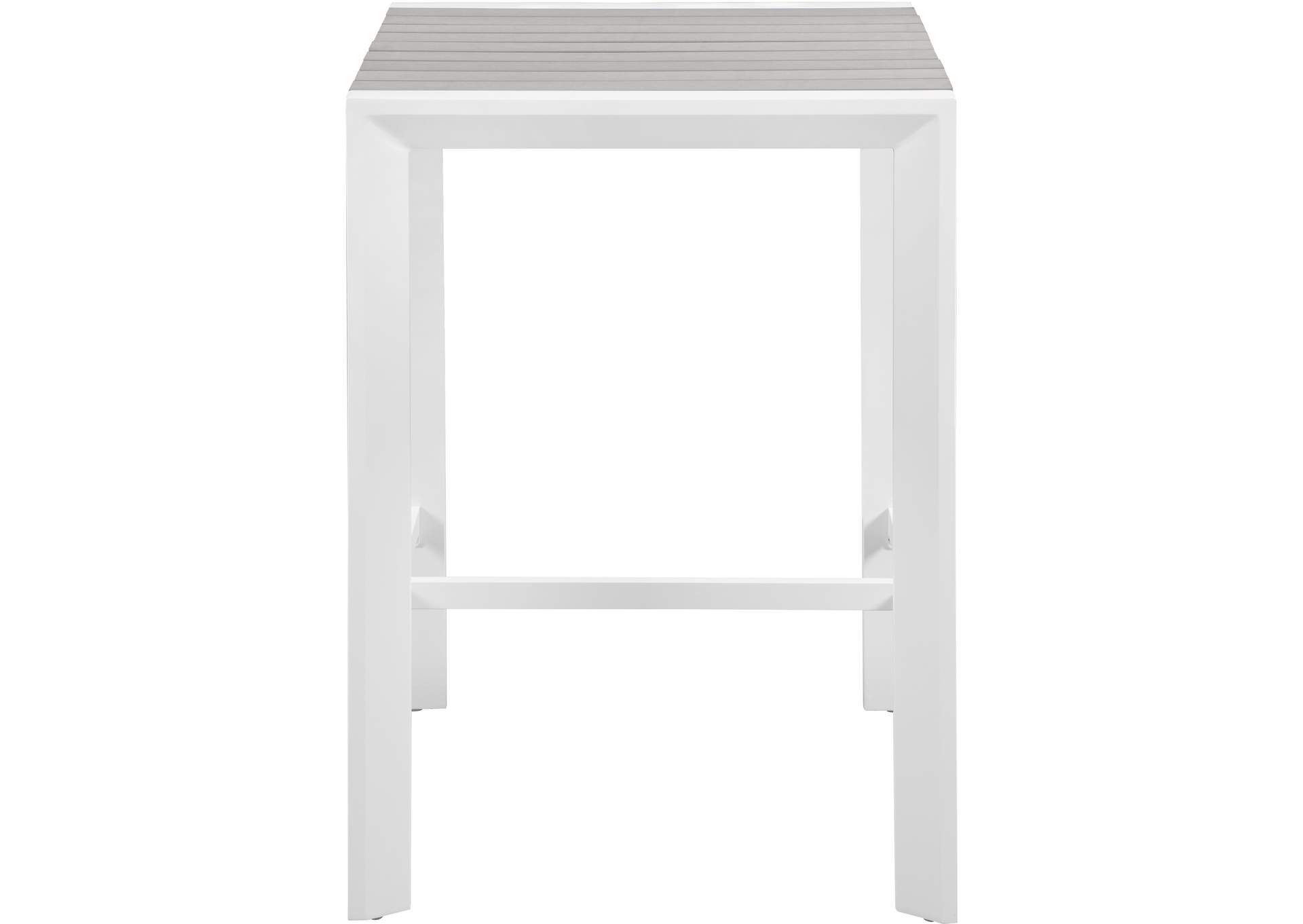 Nizuc Grey Wood Look Accent Paneling Outdoor Patio Aluminum Square Bar Table