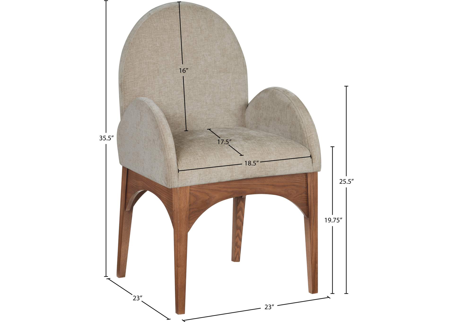 Waldorf Beige Chenille Fabric Dining Chair