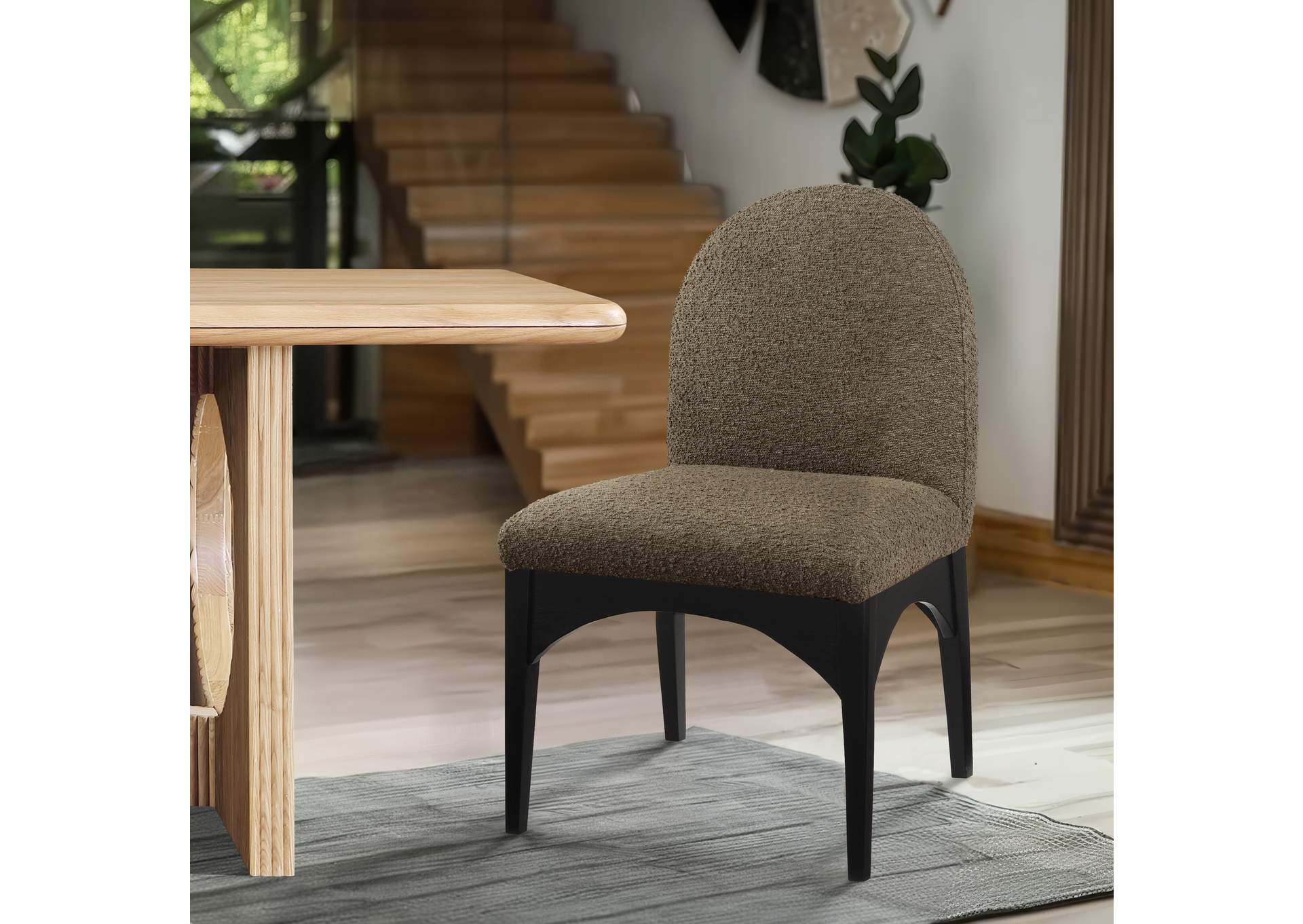 Waldorf Olive Boucle Fabric Dining Chair