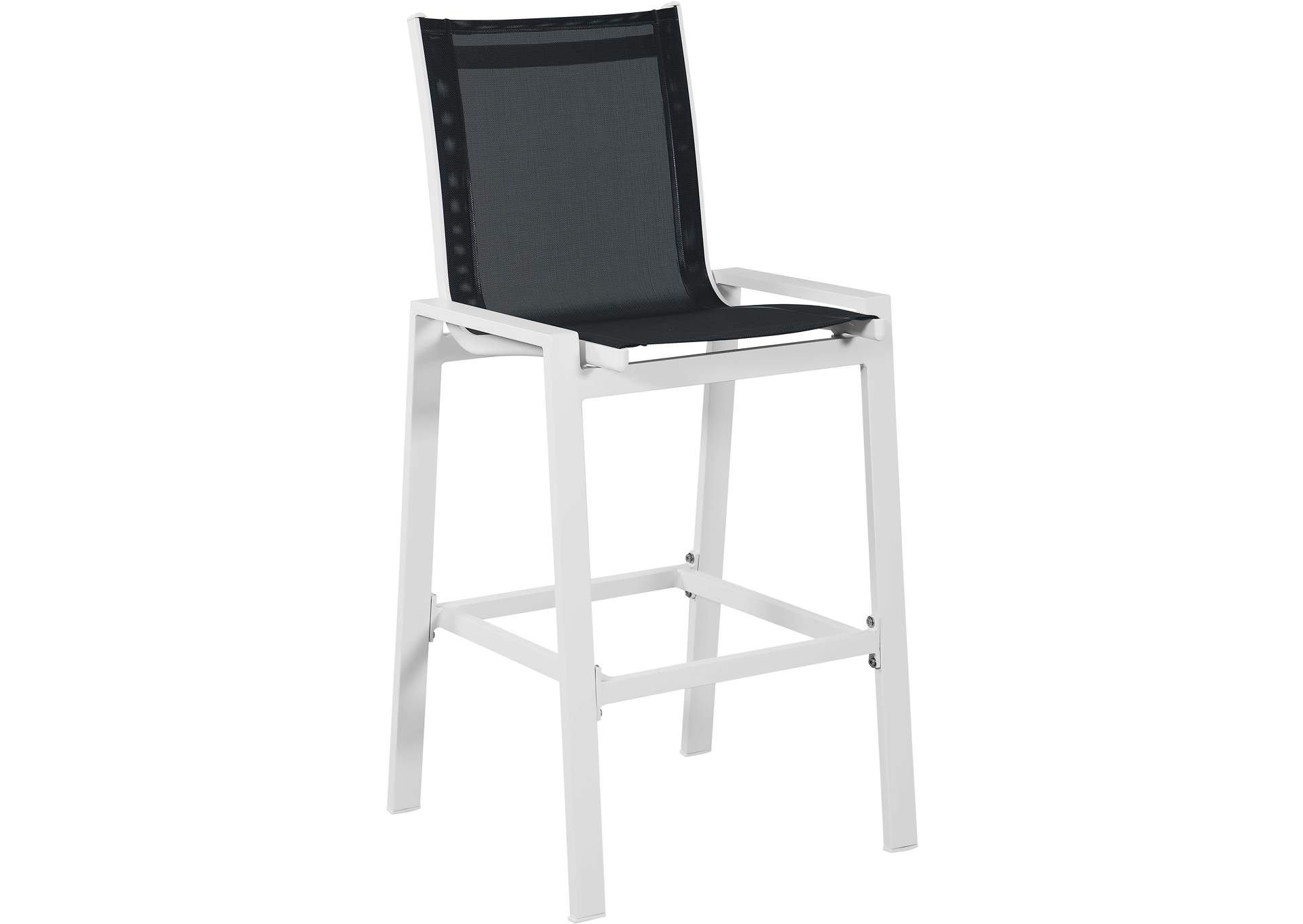 Nizuc Black Mesh Water Resistant Fabric Outdoor Patio Aluminum Mesh Barstool