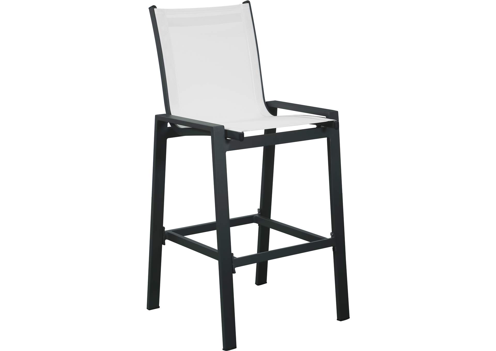 Nizuc White Mesh Water Resistant Fabric Outdoor Patio Aluminum Mesh Barstool