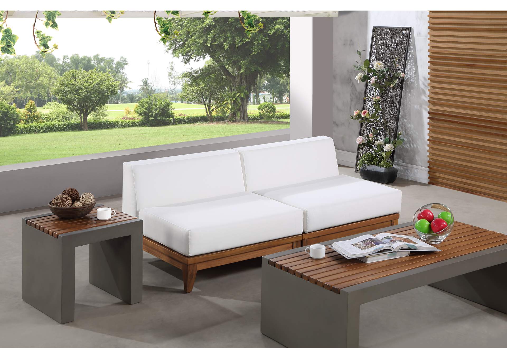 Rio Off White Water Resistant Fabric Outdoor Patio Modular Sofa