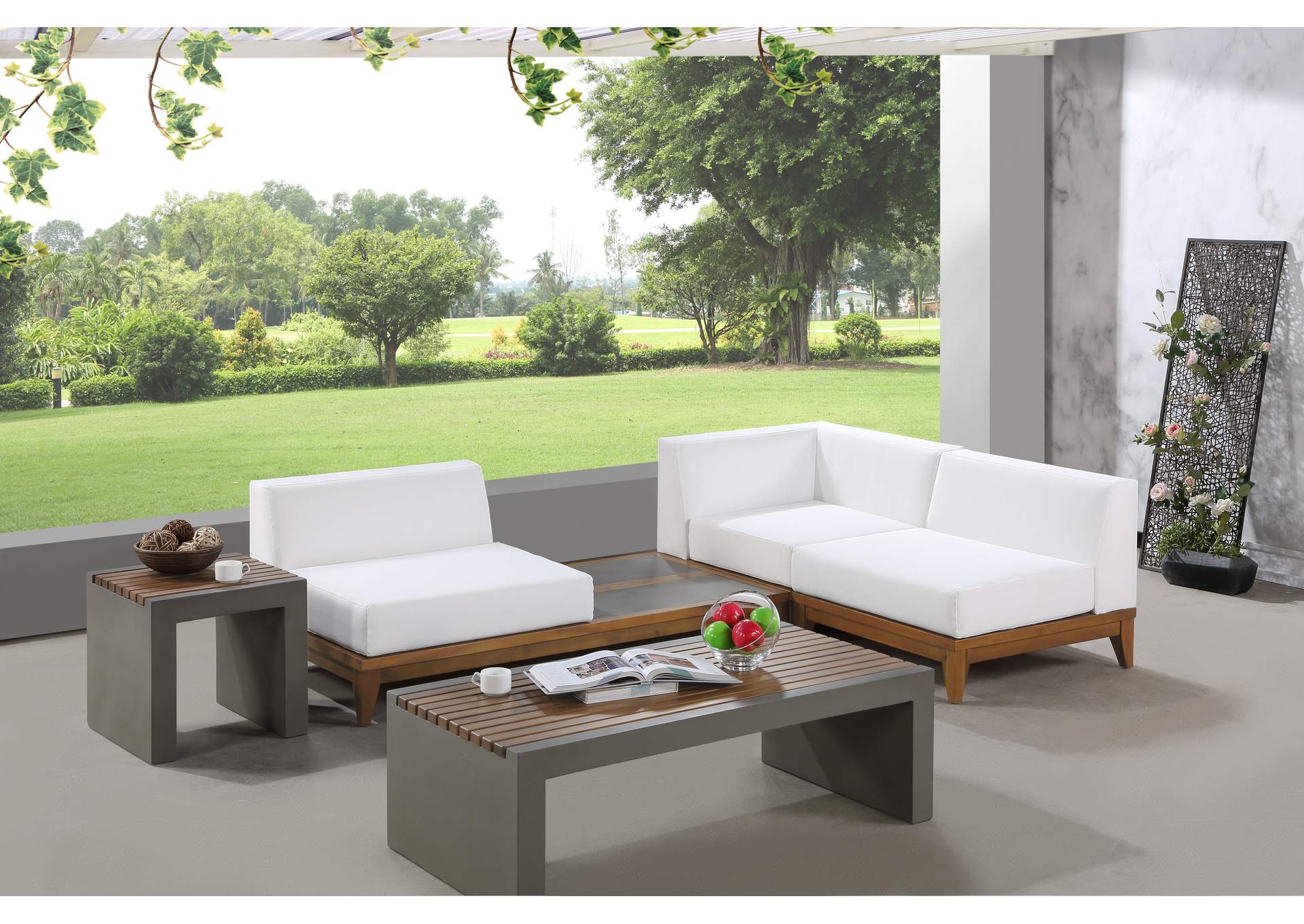 Rio Off White Water Resistant Fabric Outdoor Patio Modular Sectional