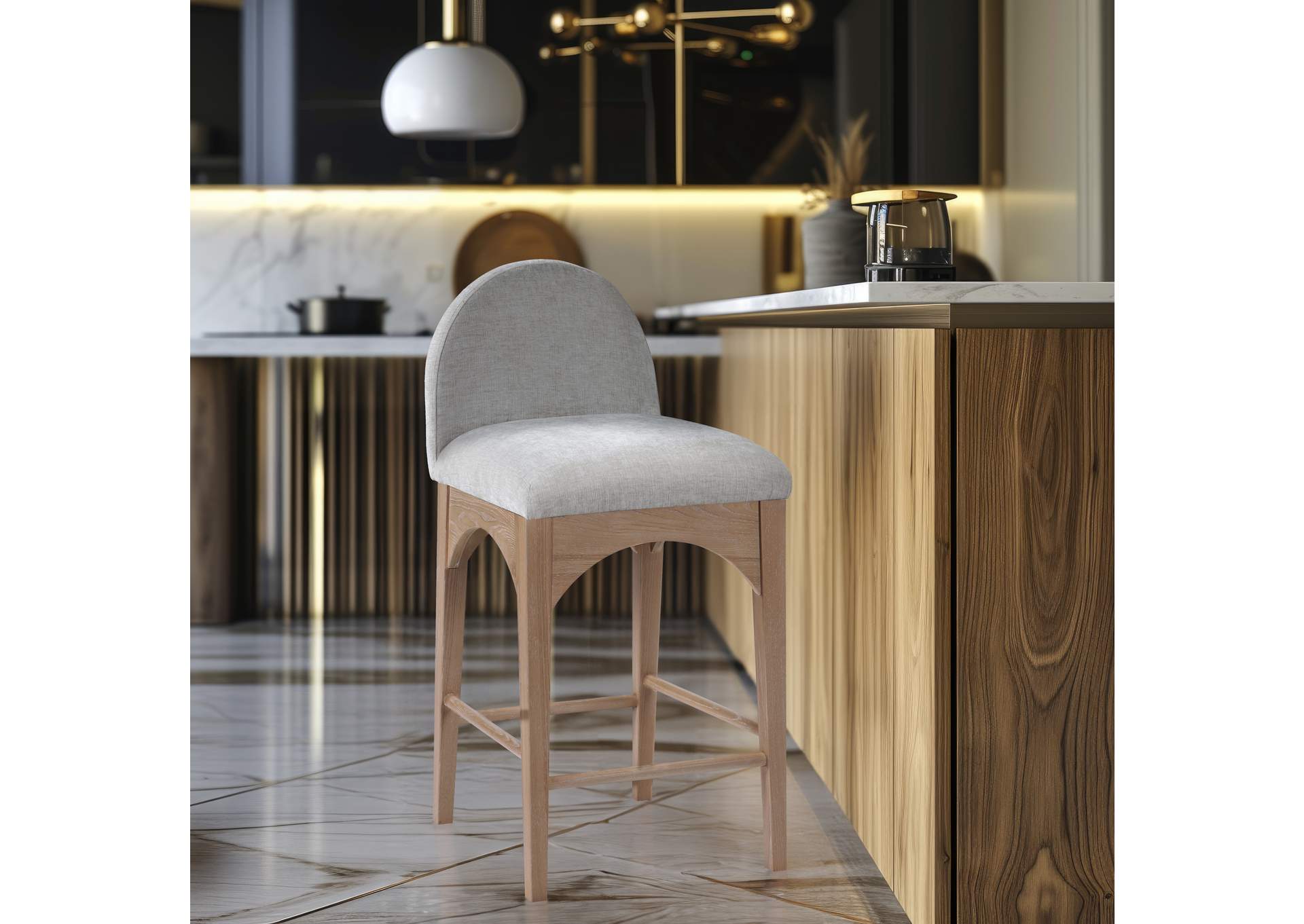 Waldorf Grey Chenille Fabric Stool