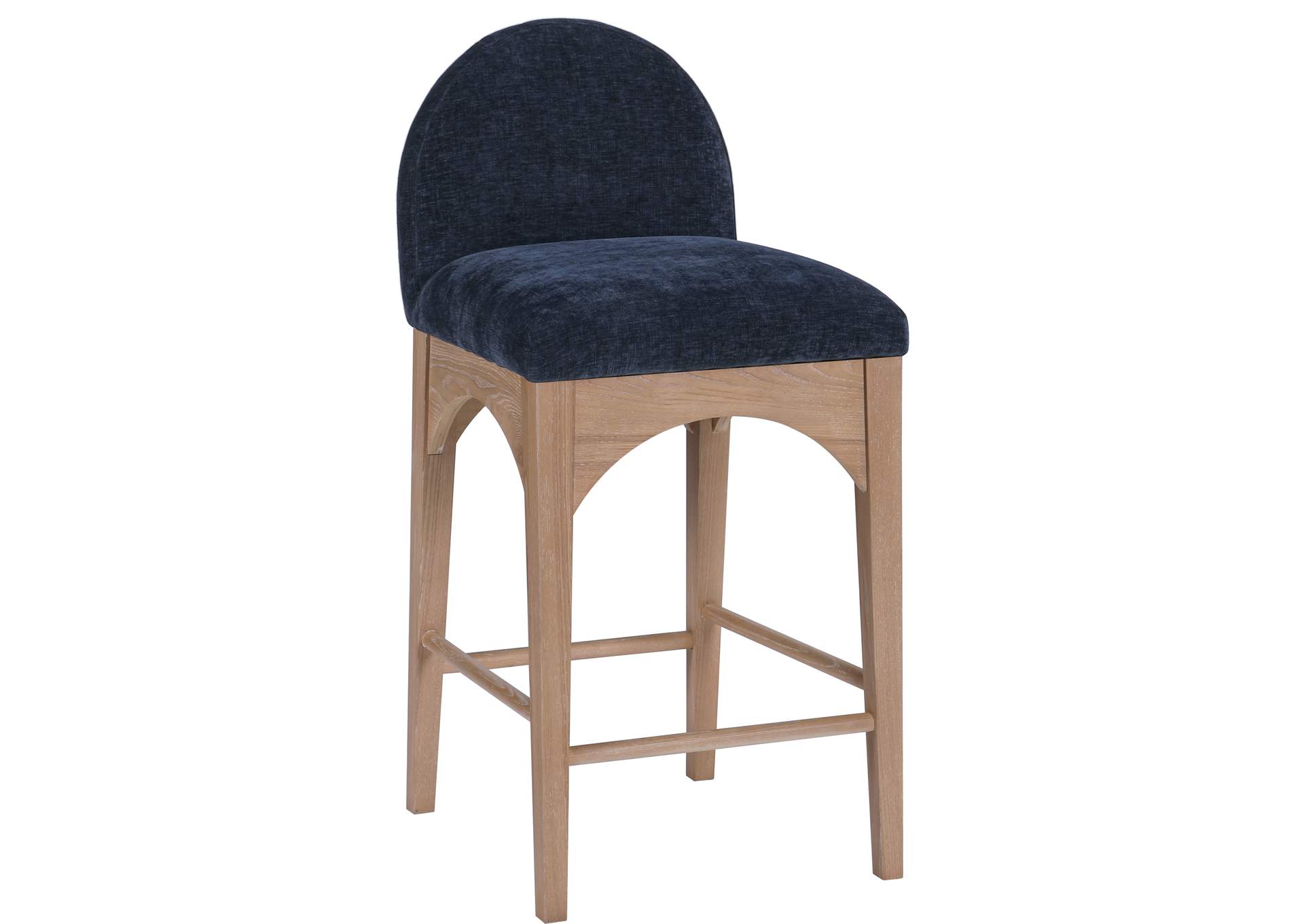 Waldorf Navy Chenille Fabric Stool