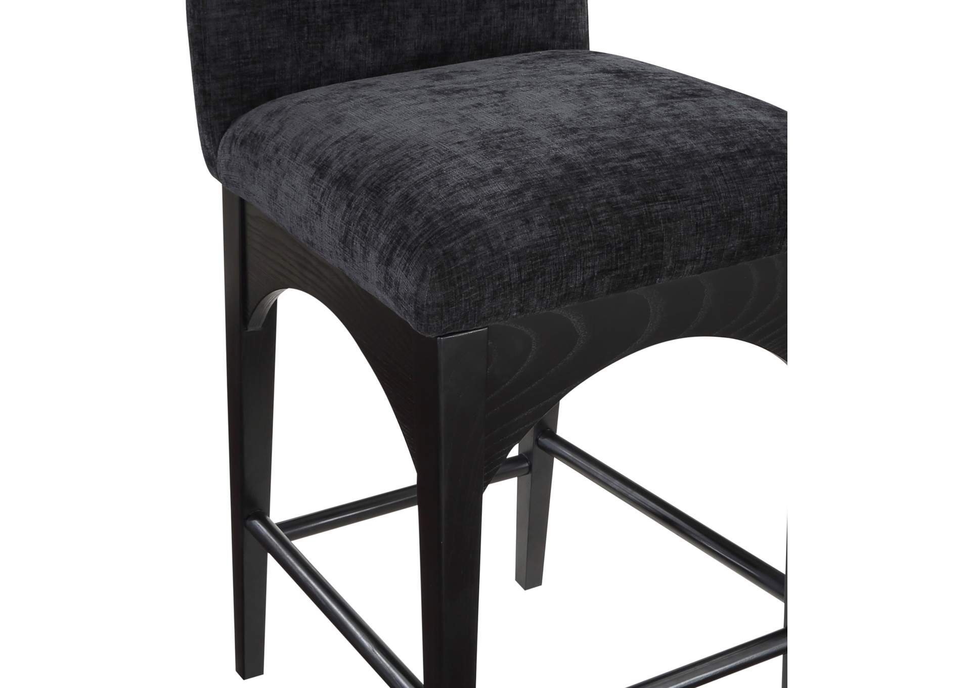 Waldorf Black Chenille Fabric Stool