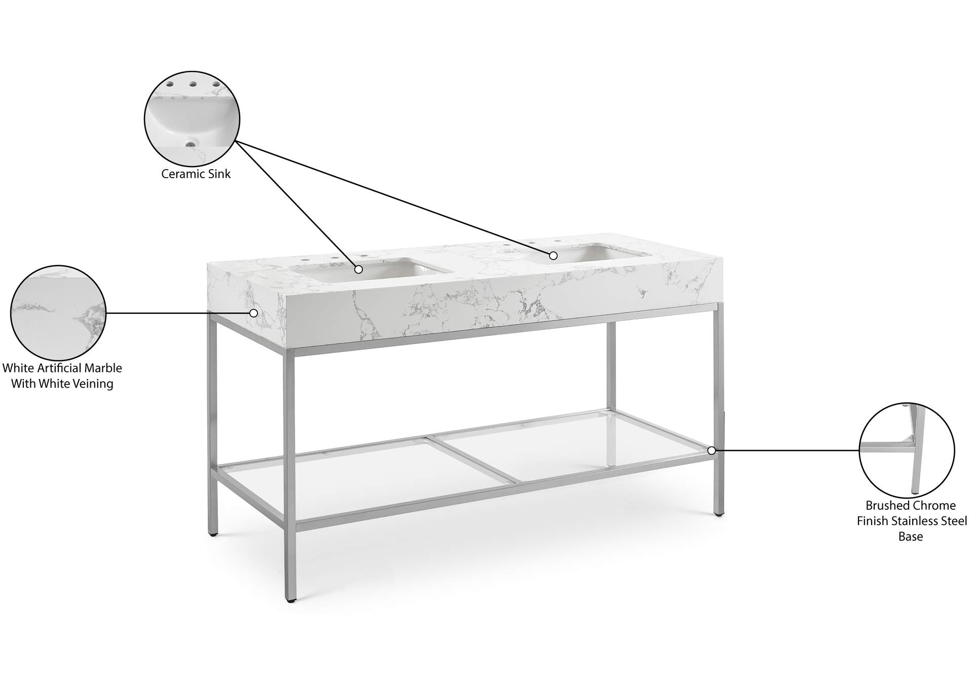 Marmo White Engineered Marble Bathroom Vanity