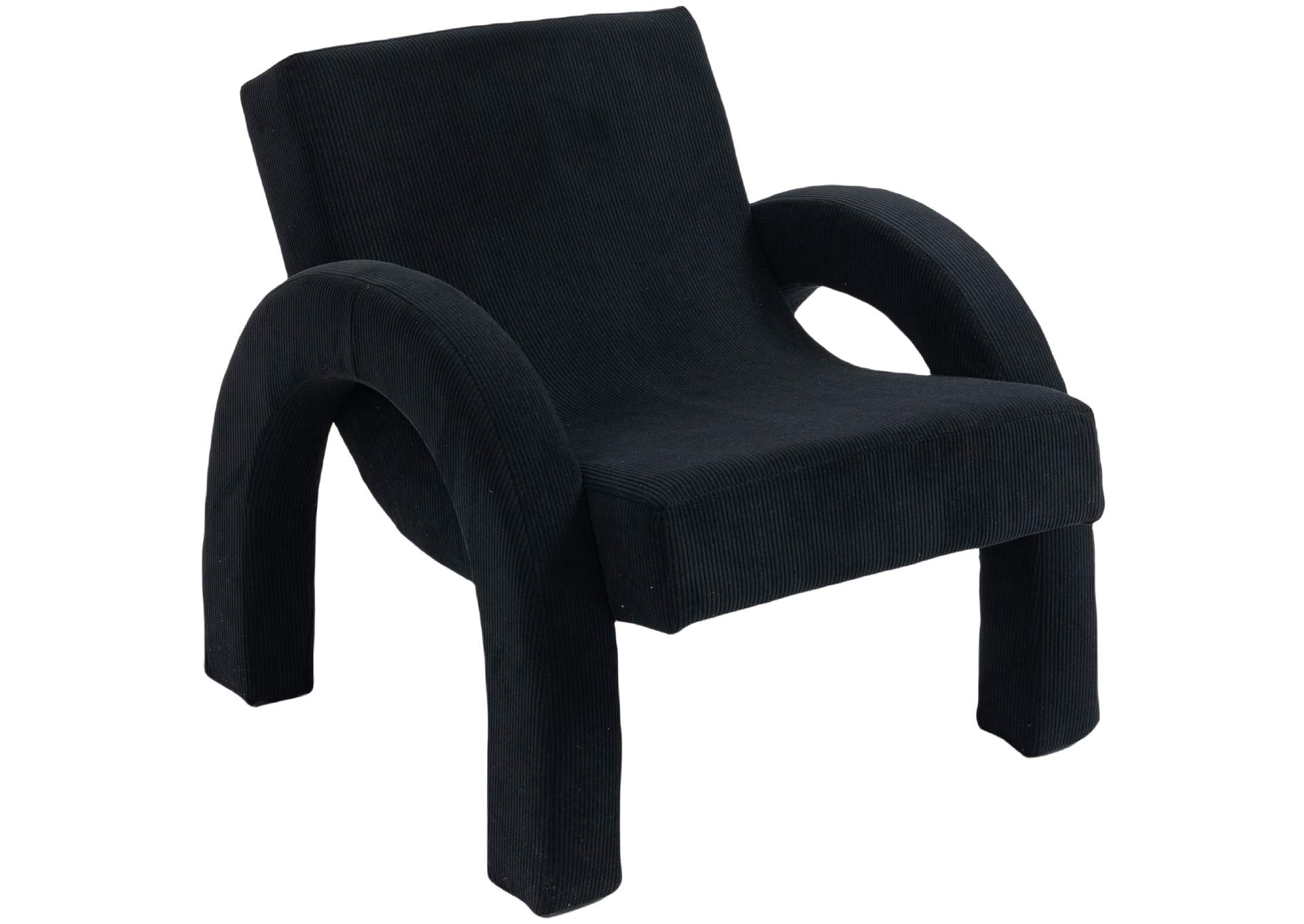 Corduroy Black Corduroy Fabric Accent Chair