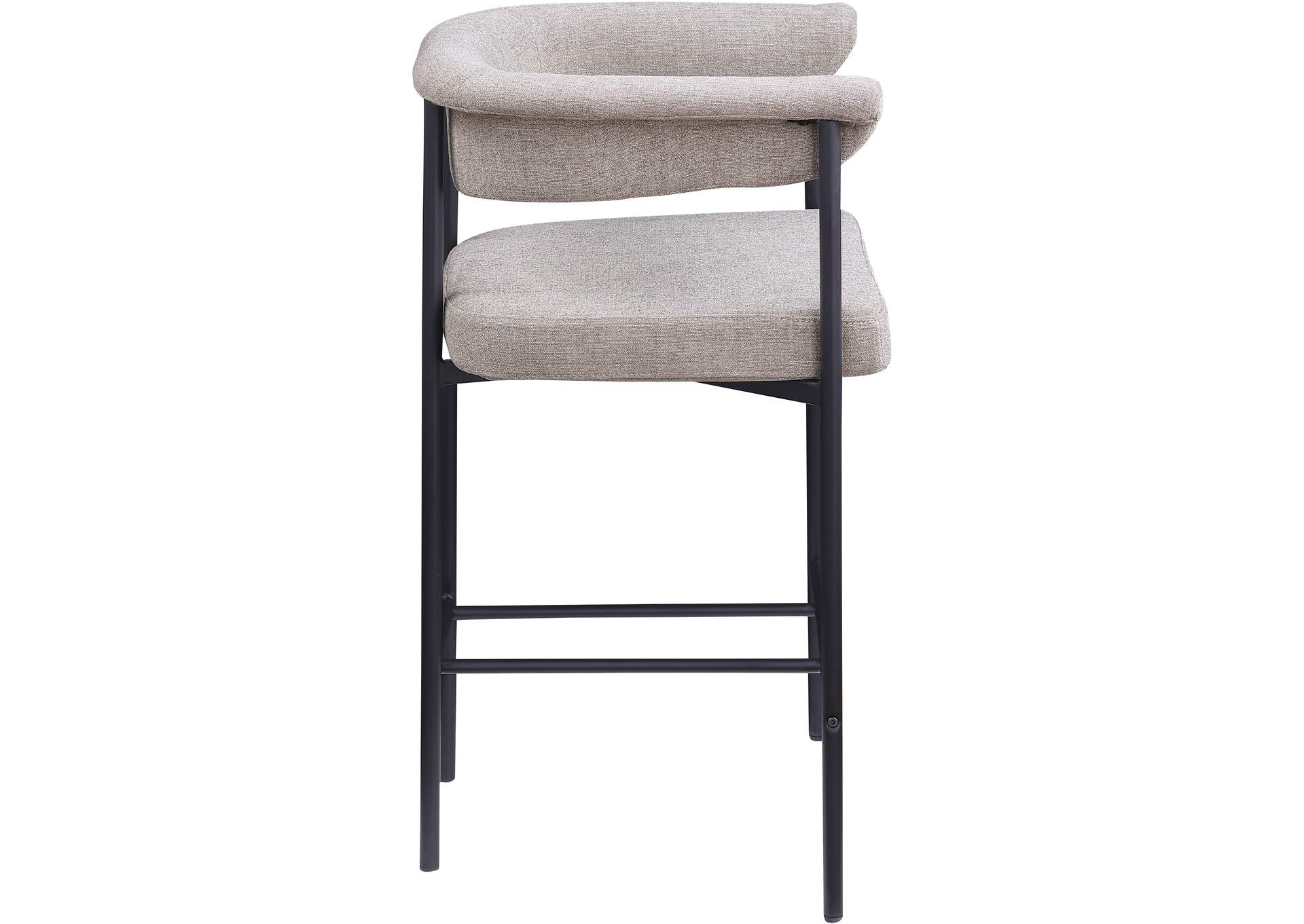 Malin Taupe Linen Textured Fabric Counter Stool