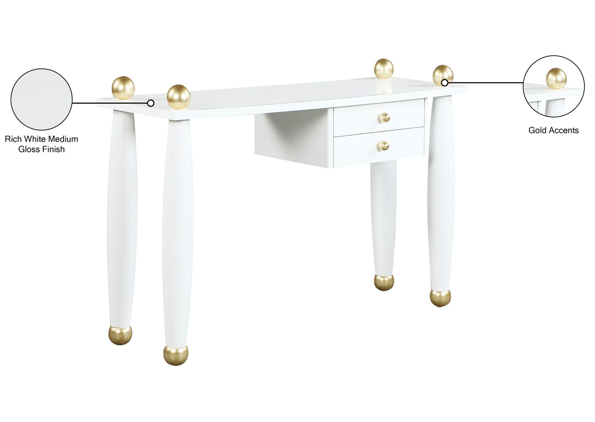 Etro White Wood And Gold Metal Desk - Console Table image 10