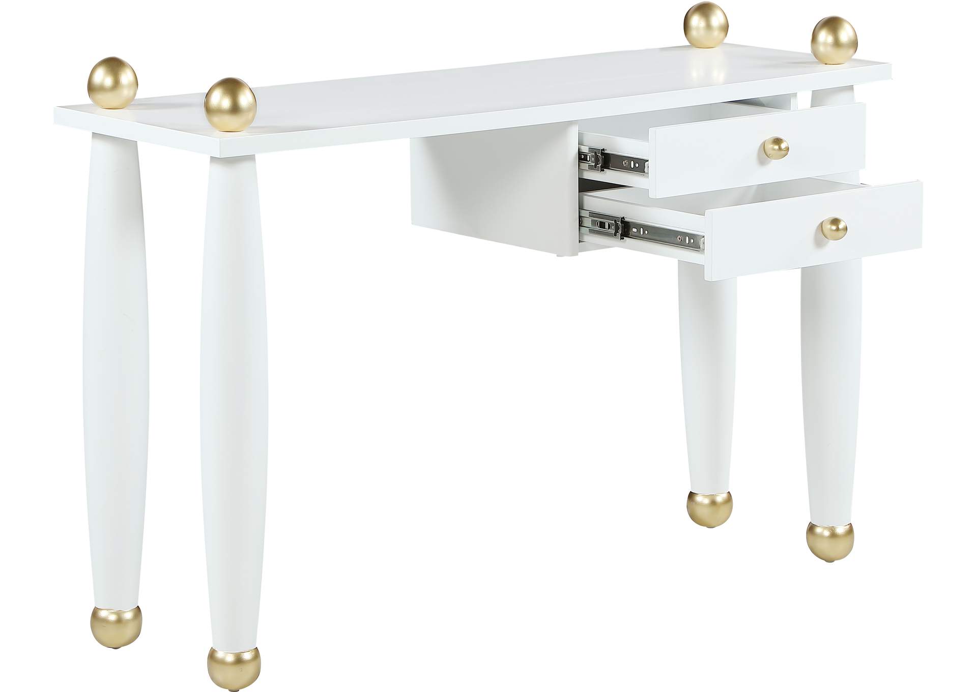 Etro White Wood And Gold Metal Desk - Console Table image 4