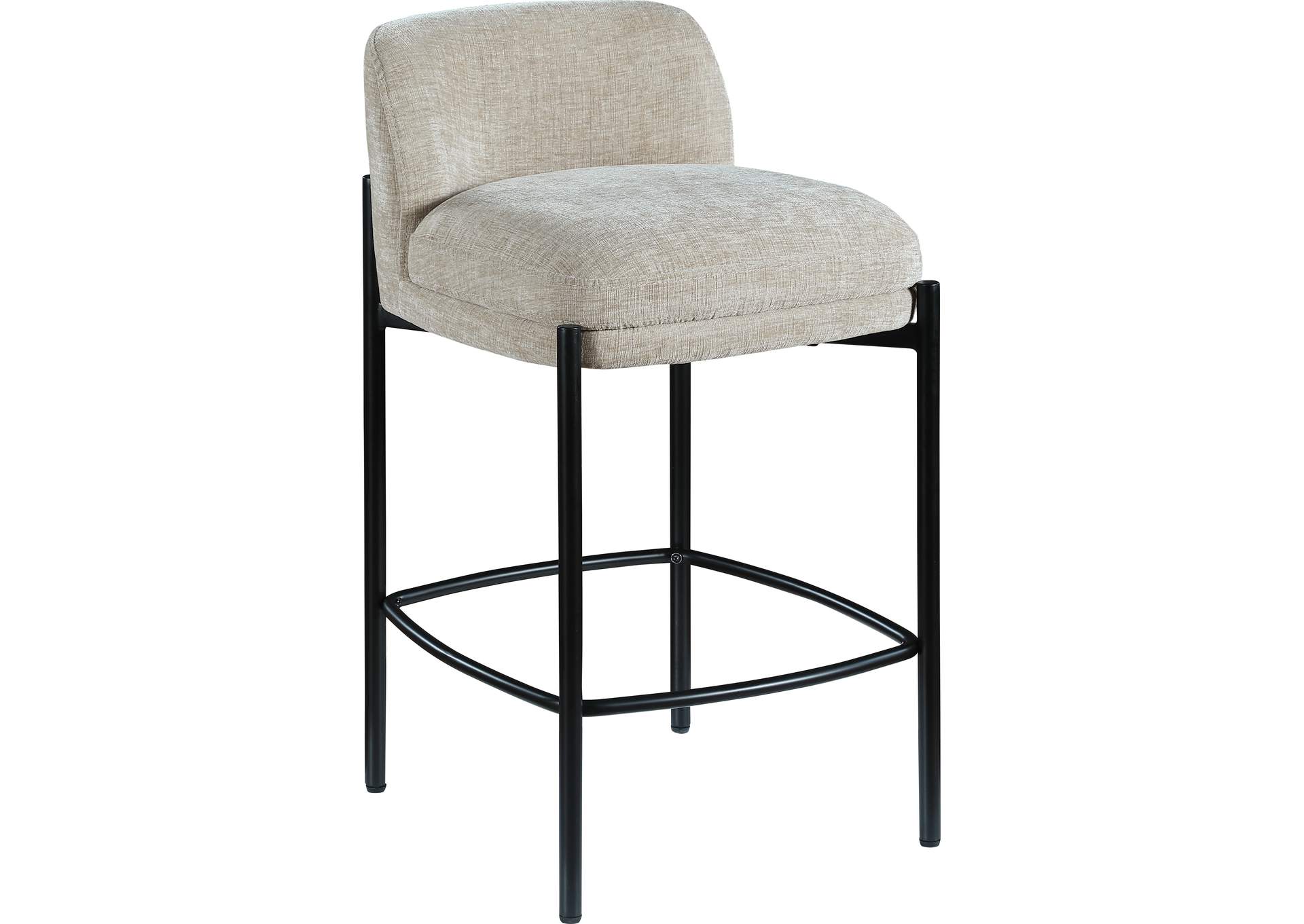 Burton Beige Chenille Fabric Stool