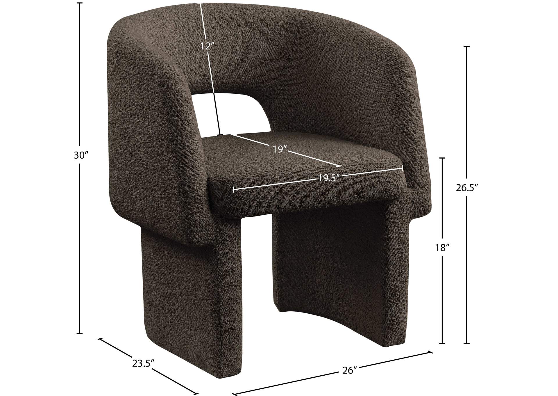 Emmet Brown Boucle Fabric Dining Chair - Accent Chair
