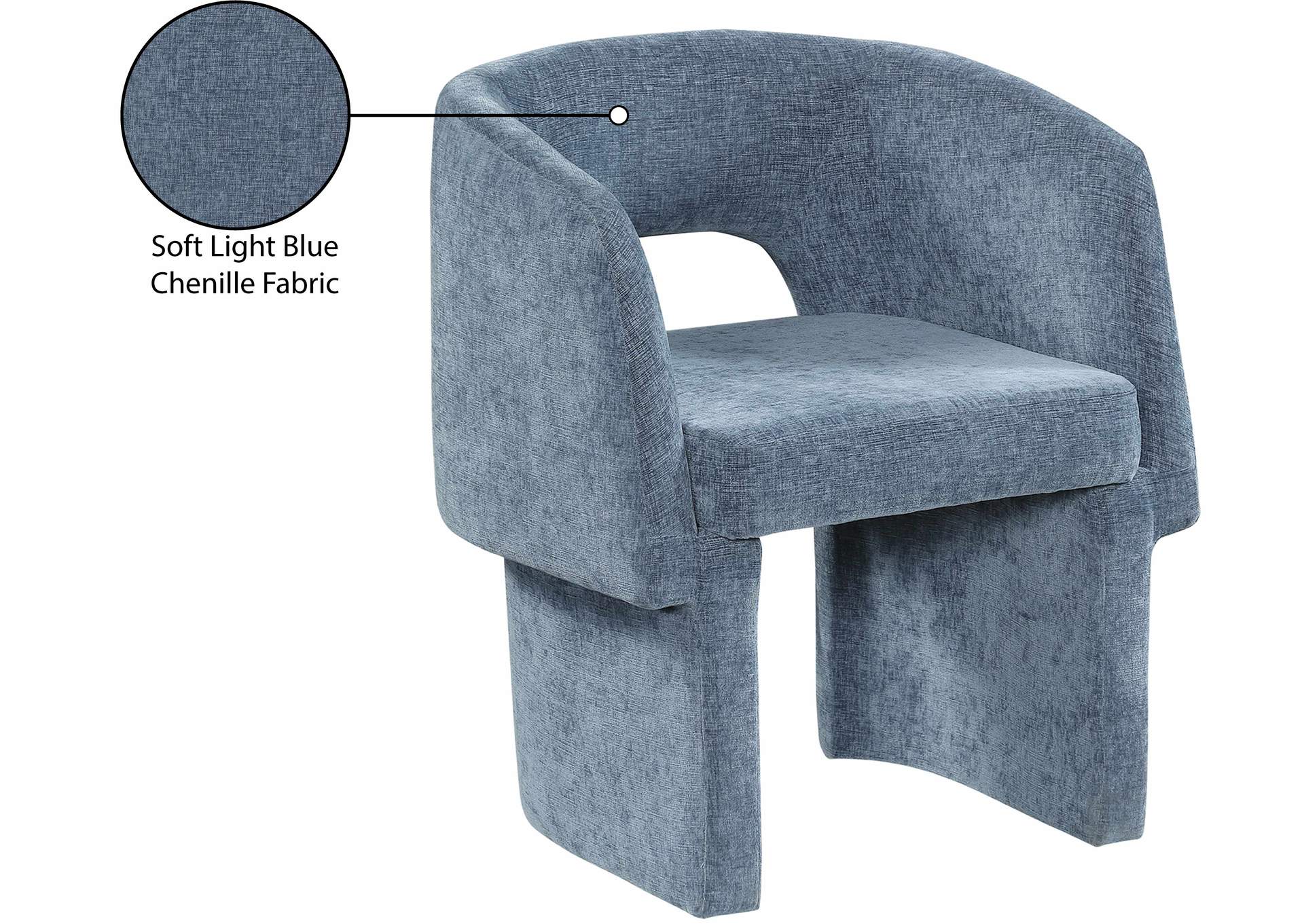 Emmet Light Blue Chenille Fabric Dining Chair - Accent Chair