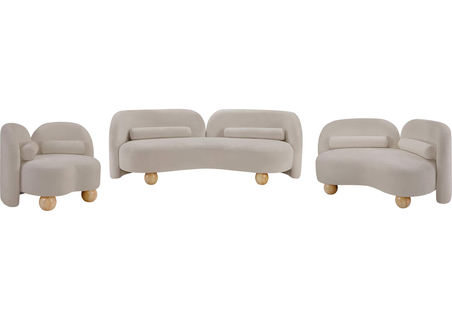 Daphne Beige Chenille Fabric Loveseat