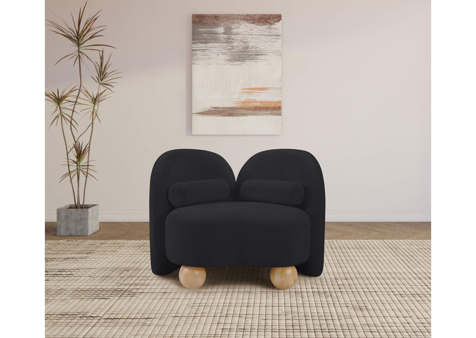 Daphne Black Chenille Fabric Chair