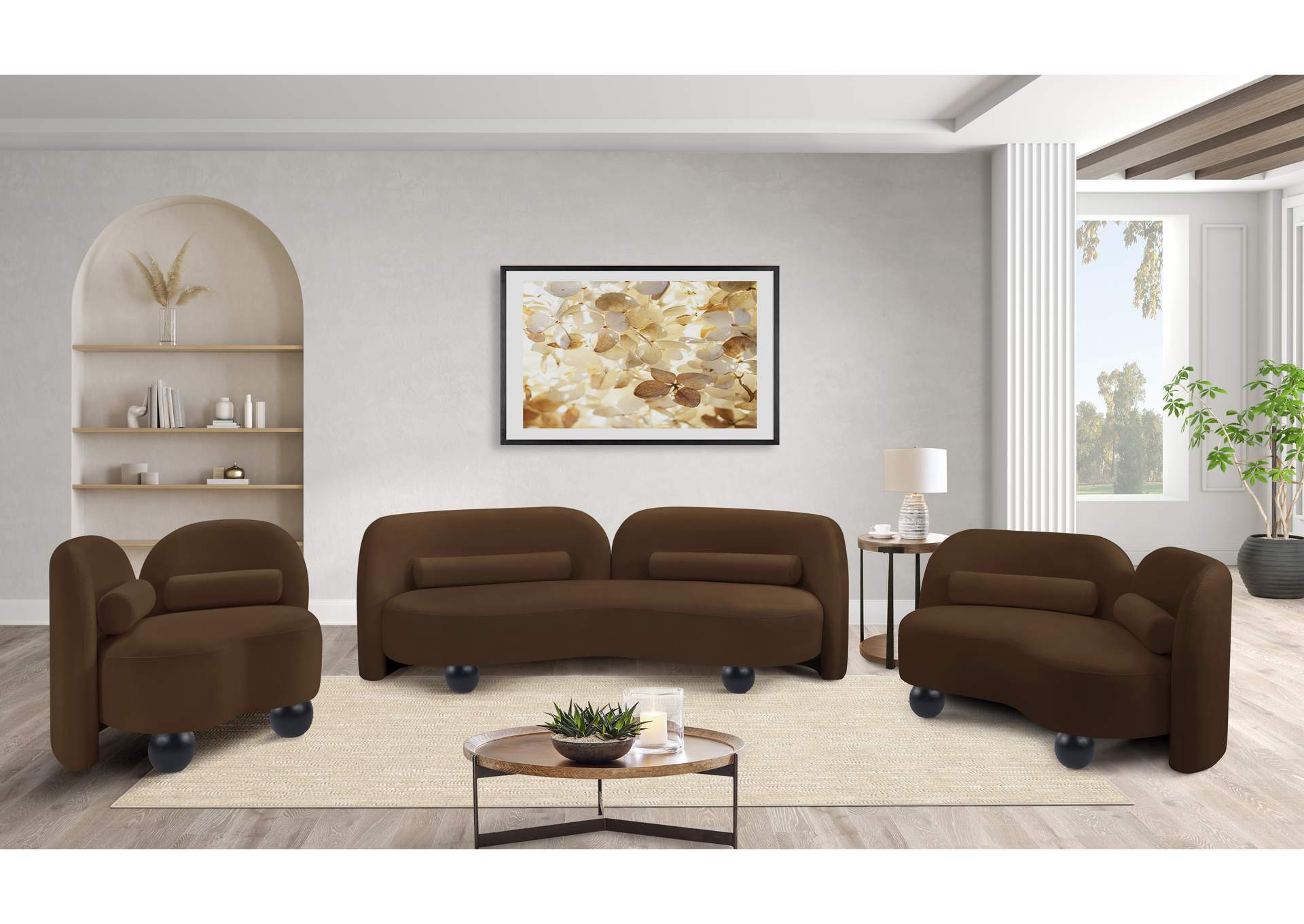 Daphne Brown Velvet Sofa