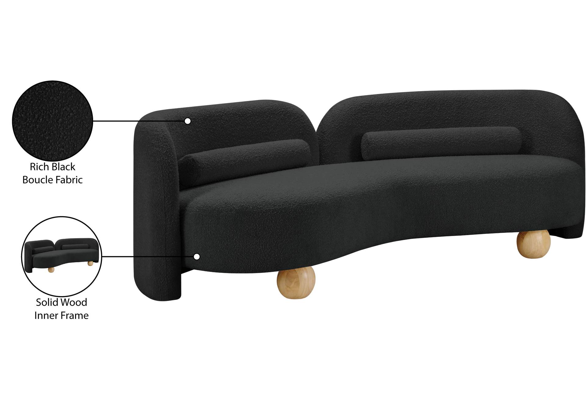 Daphne Black Boucle Fabric Sofa