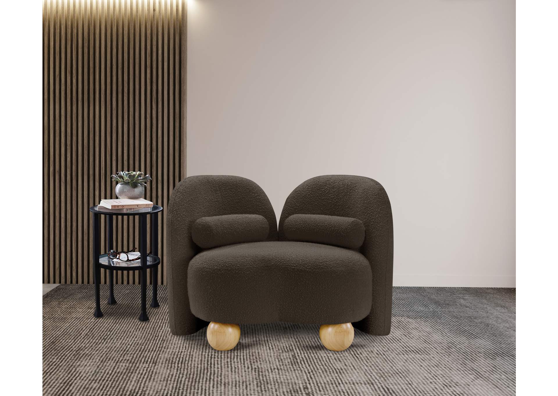 Daphne Brown Boucle Fabric Chair