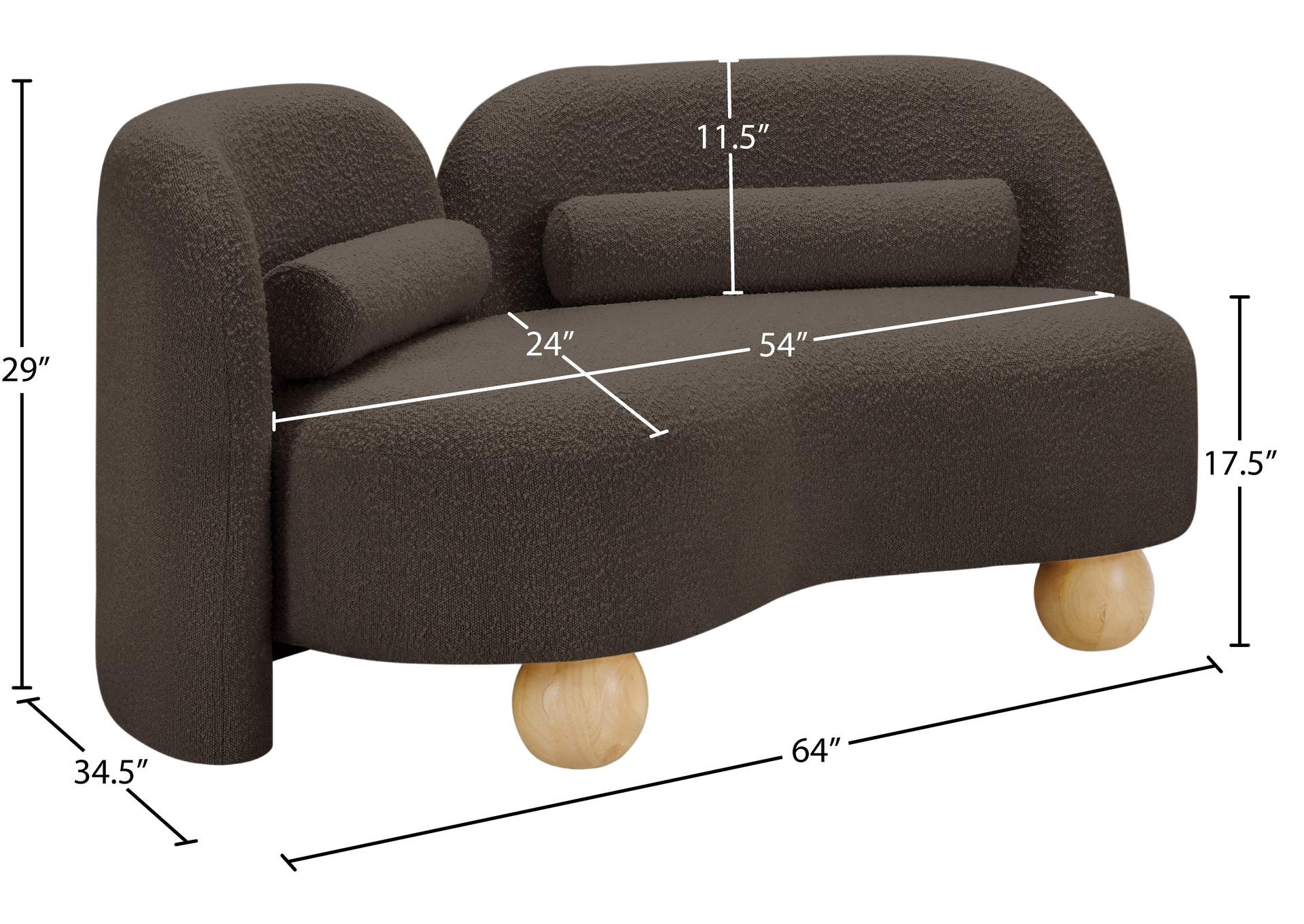 Daphne Brown Boucle Fabric Loveseat