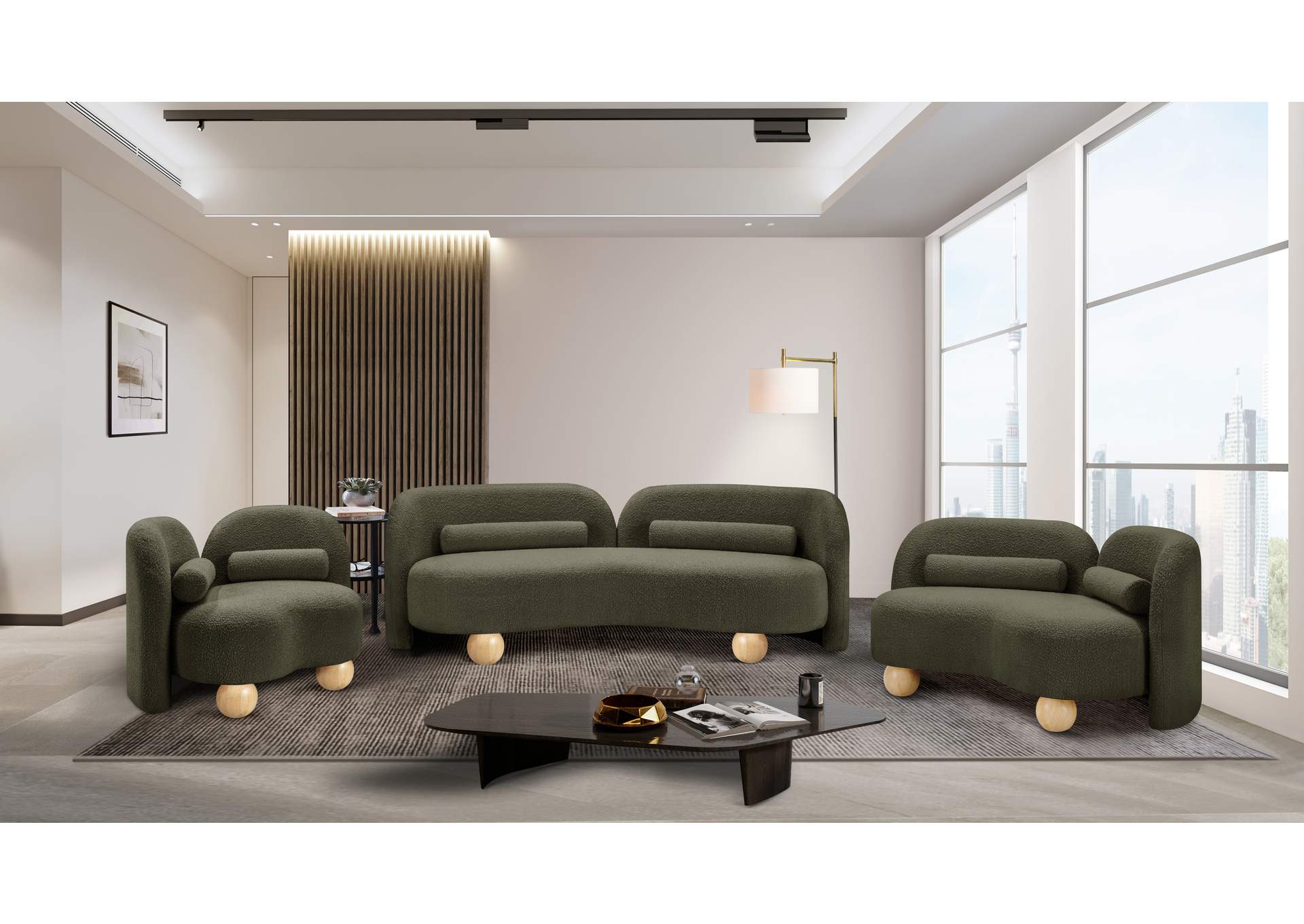 Daphne Olive Boucle Fabric Chair