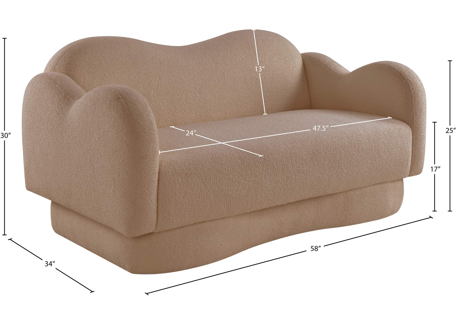 Bloom Beige Teddy Fabric Loveseat image 15