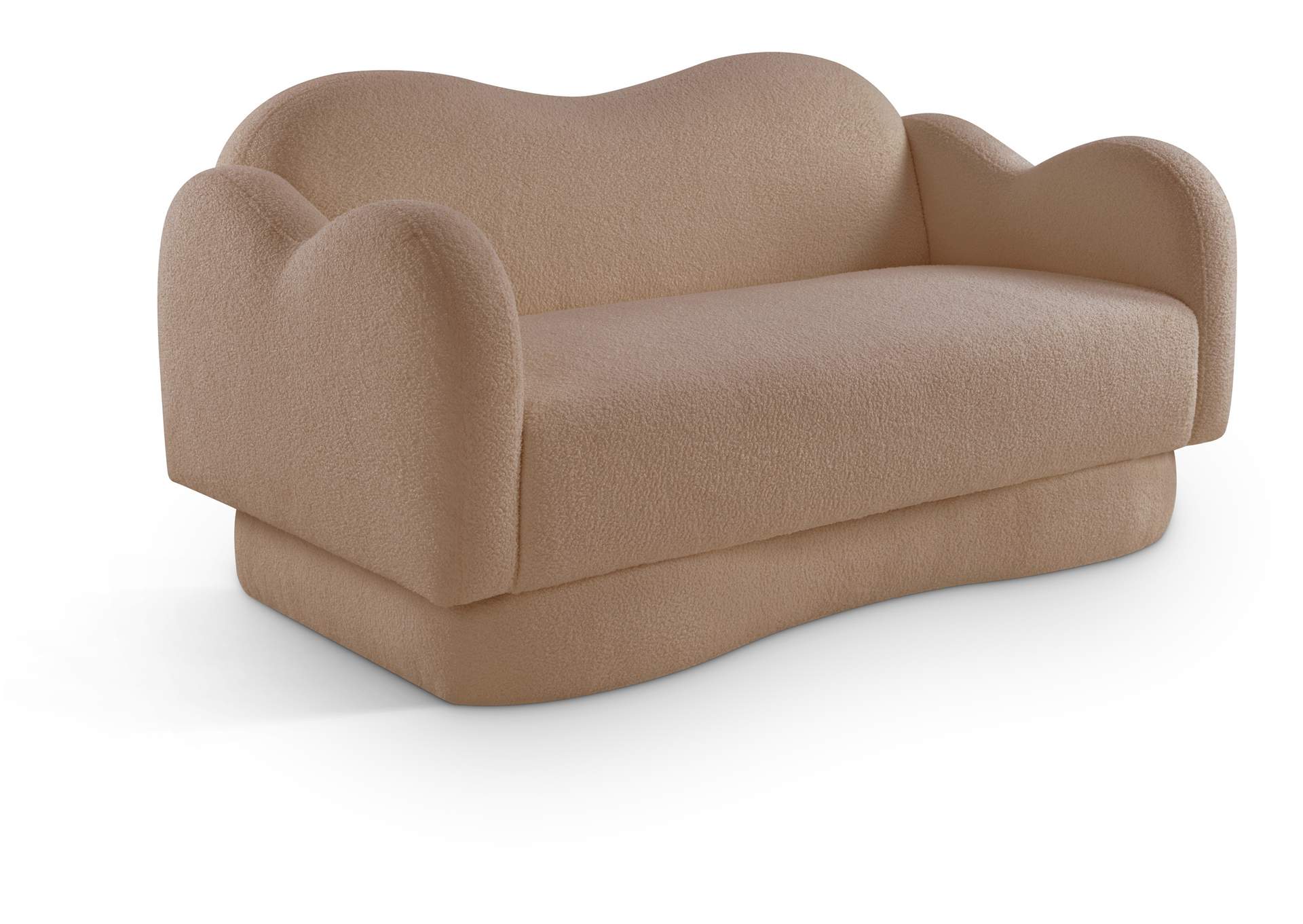Bloom Beige Teddy Fabric Loveseat image 1