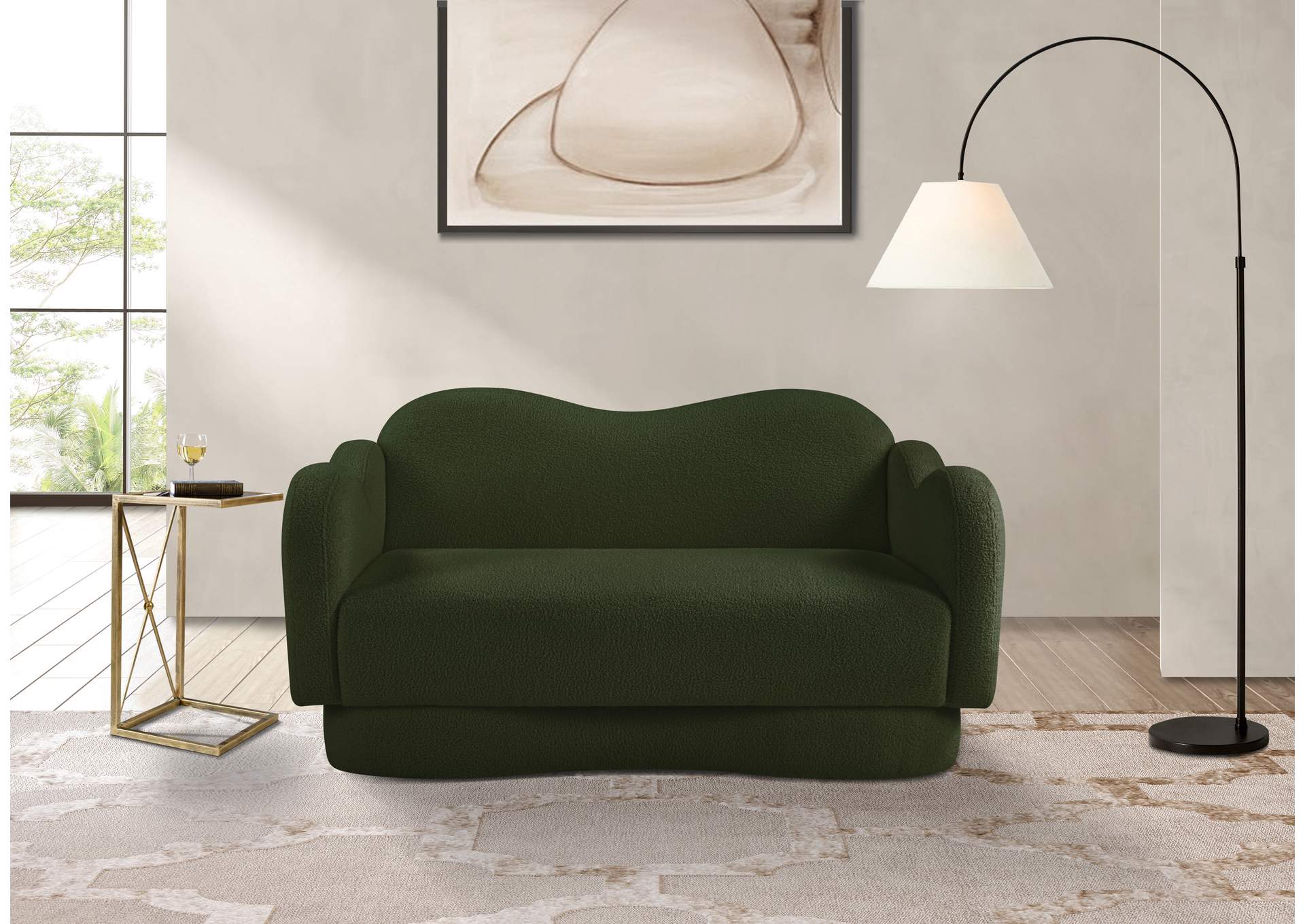 Bloom Green Teddy Fabric Loveseat image 3