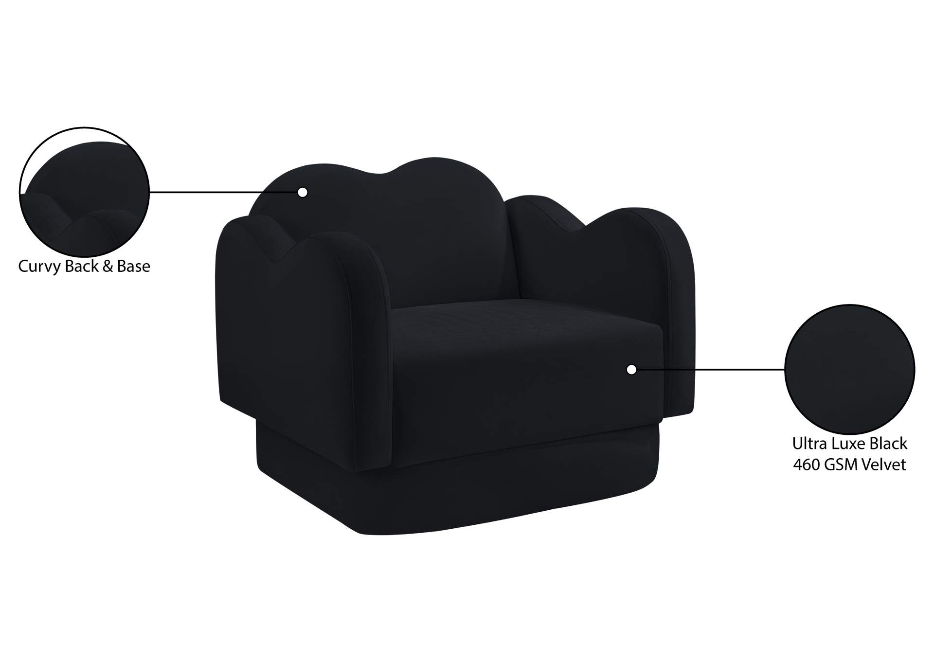 Bloom Black Velvet Chair