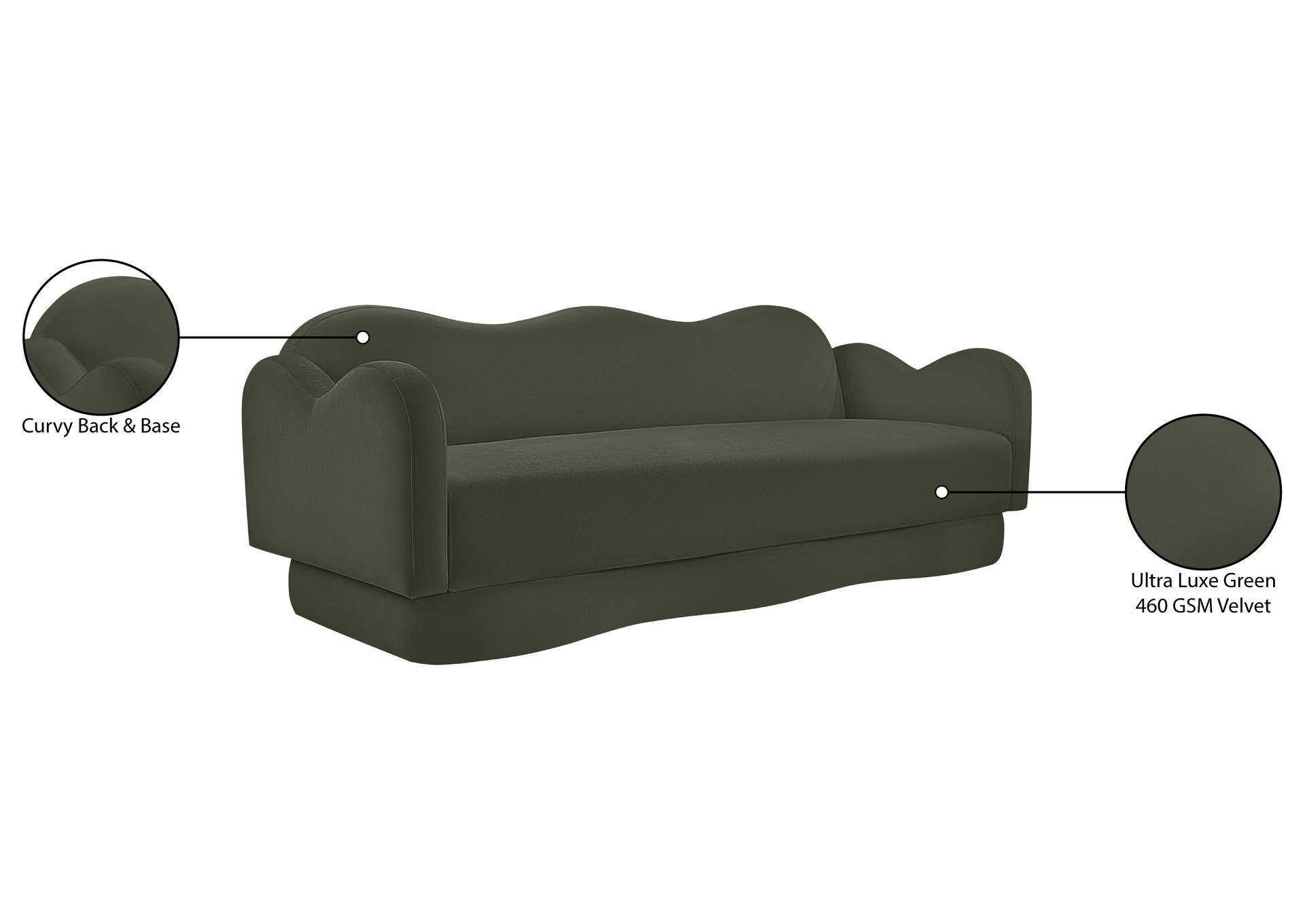 Bloom Green Velvet Sofa image 10